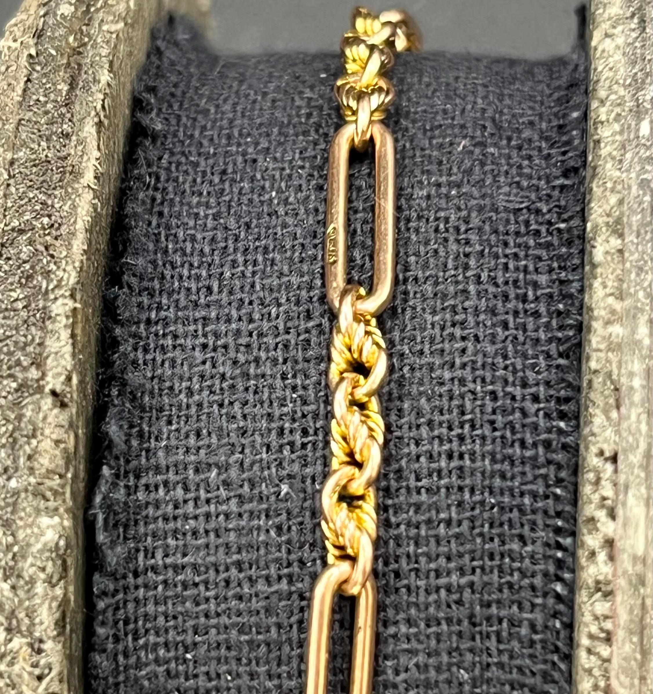 Antike 9ct Rose Gold, viktorianische Fancy Büroklammer & Rope Link T-Bar-Armband im Angebot 1