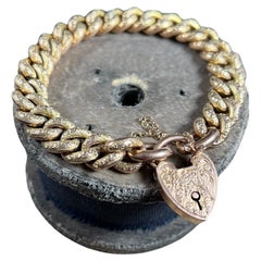 Bracelet ancien en or rose 9 carats à motif victorien avec cadenas en forme de cœur