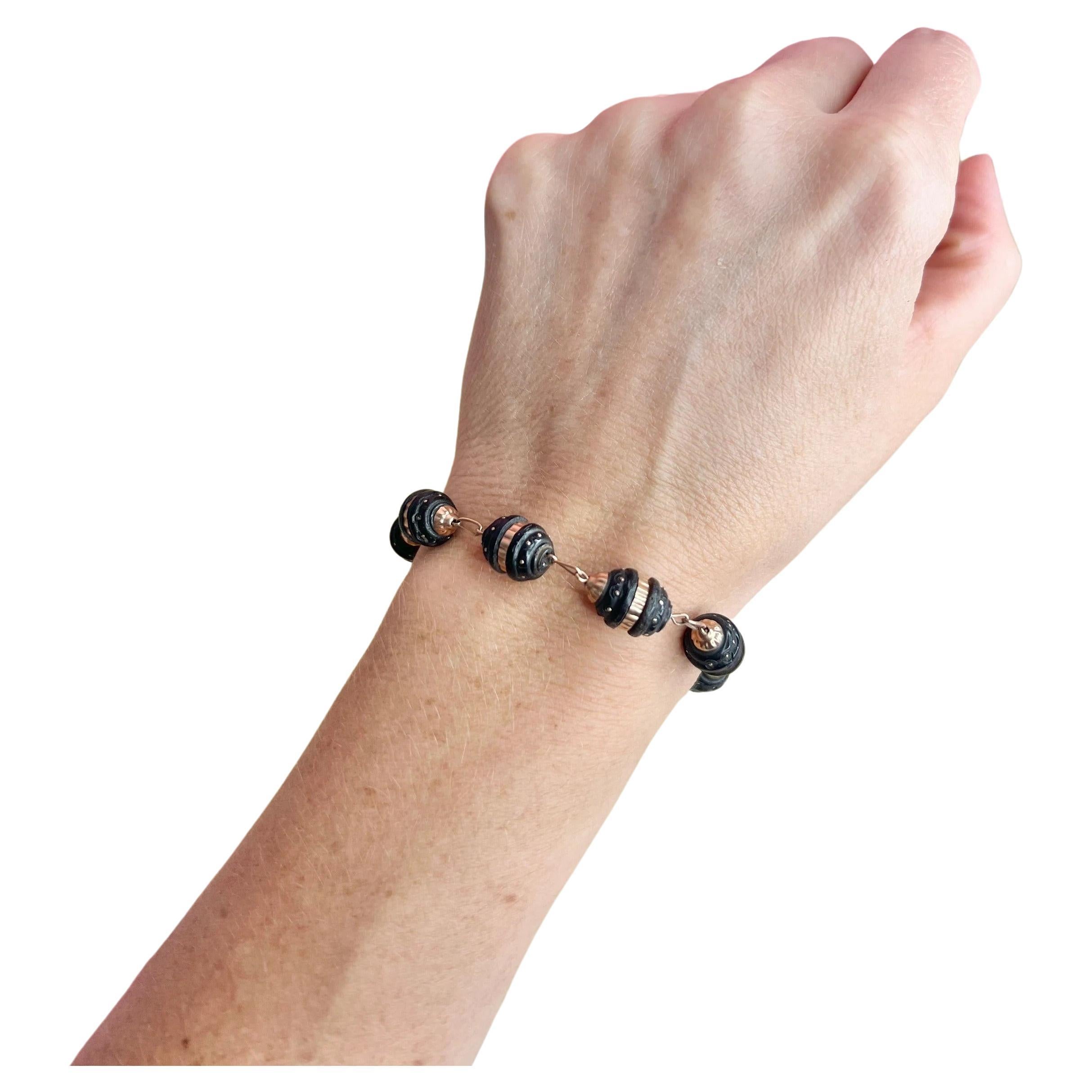 Antique 9ct Rose Gold Victorian Pique Bracelet