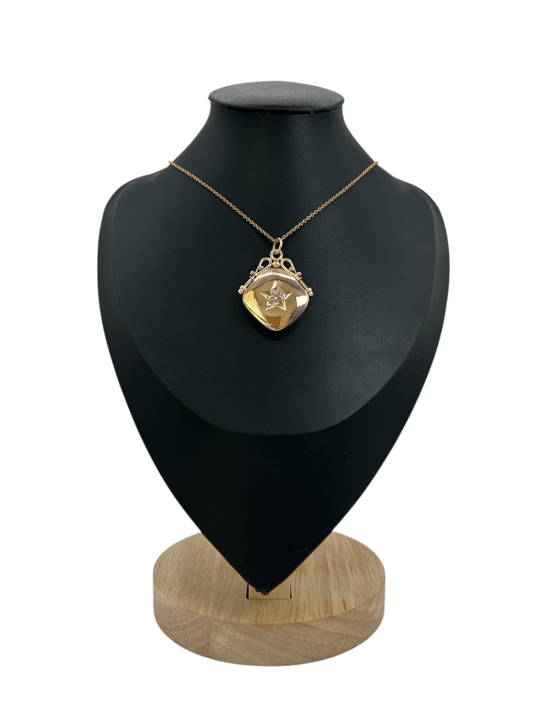 Antique Square Locket

9ct Rose Gold

Circa 1880

Introducing a stunning 9ct rose gold Victorian locket with a rare square-shaped design. This unique piece features a centre star set with natural rose-cut diamonds, adding a celestial touch to its