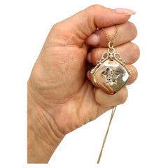 Antique 9ct Rose Gold, Victorian Rose Cut Diamond Star Set Square Locket
