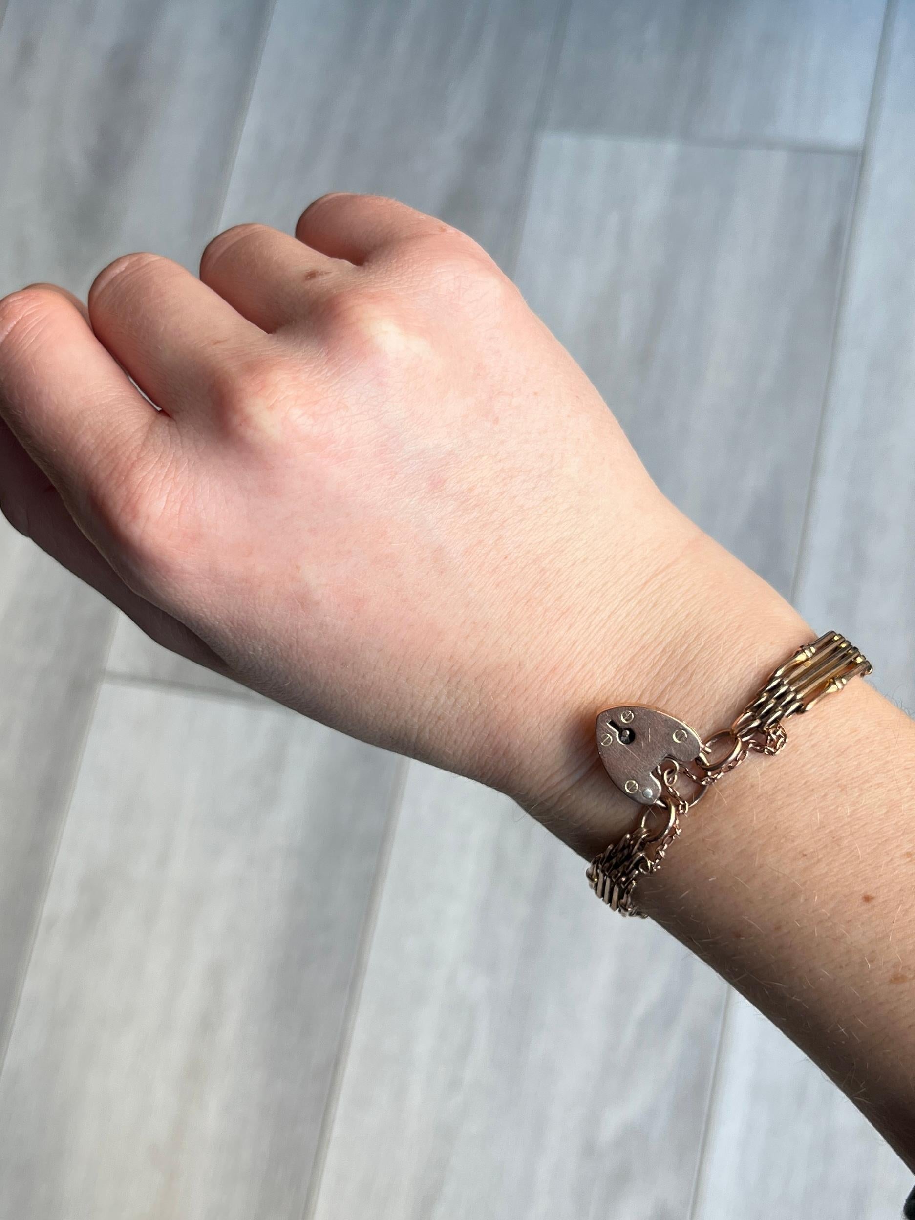 This bracelet is modelled in hollow 9ct soft tone rose gold, which makes the bracelet light weight and comfortable to wear. 

Length: 19mm
Width: 8mm

Weight: 17.8g


