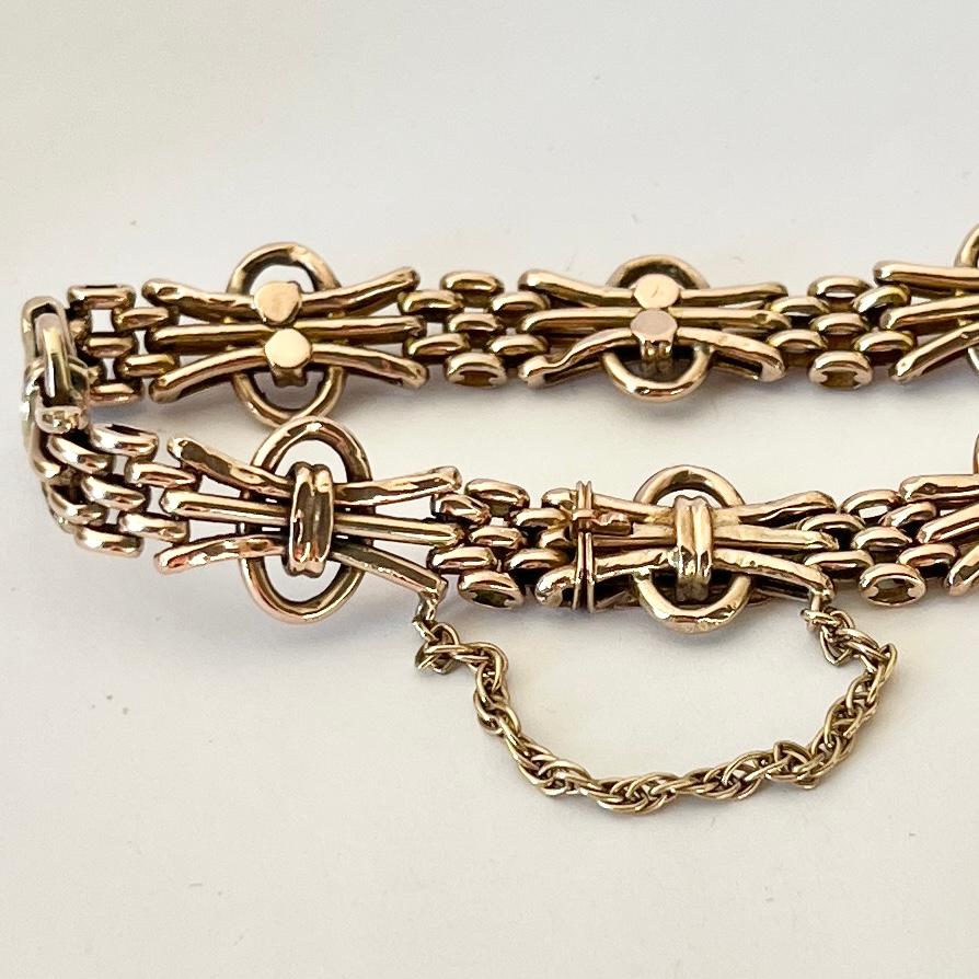 Antique 9ct Soft Tone Rose Gold Bracelet Chain For Sale 1