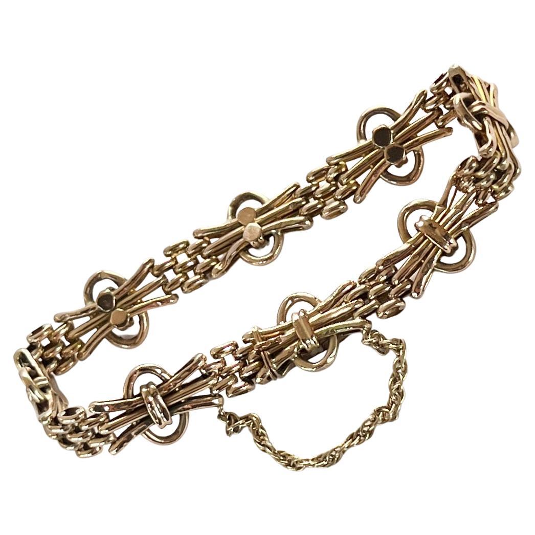 Antique 9ct Soft Tone Rose Gold Bracelet Chain For Sale