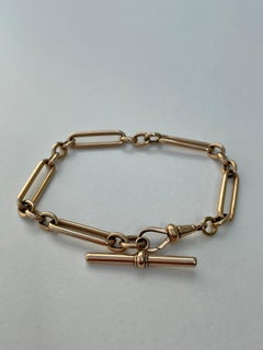 Antique 9ct Trombone Link Bracelet with TBar and dog clip