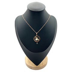 Antique 9ct Two Colour Gold, Edwardian Aquamarine & Pearl Fly Pendant