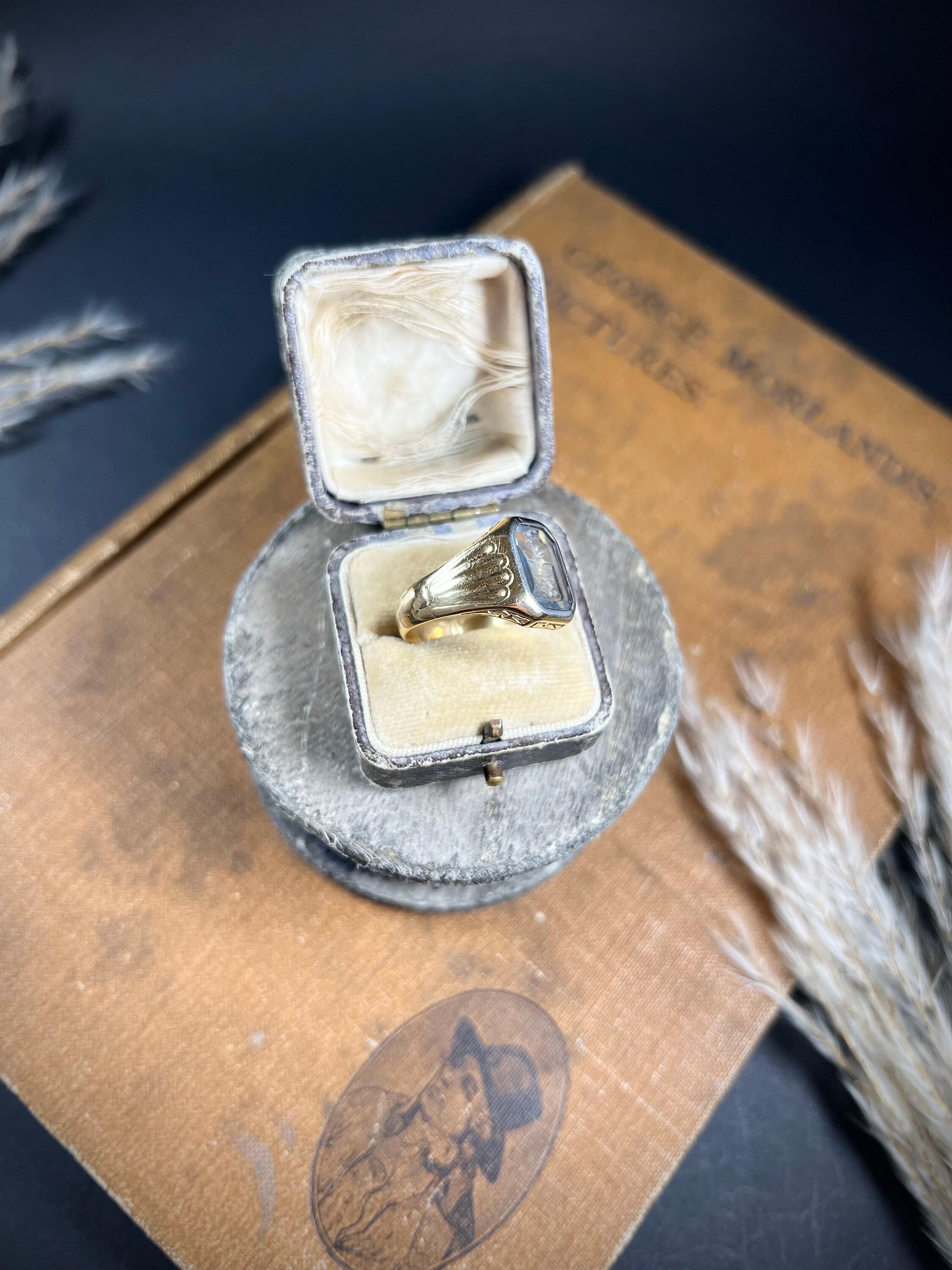 Antike 9ct zwei Gold Edwardian geschnitzt Glas Siegel Signet Ring im Angebot 5