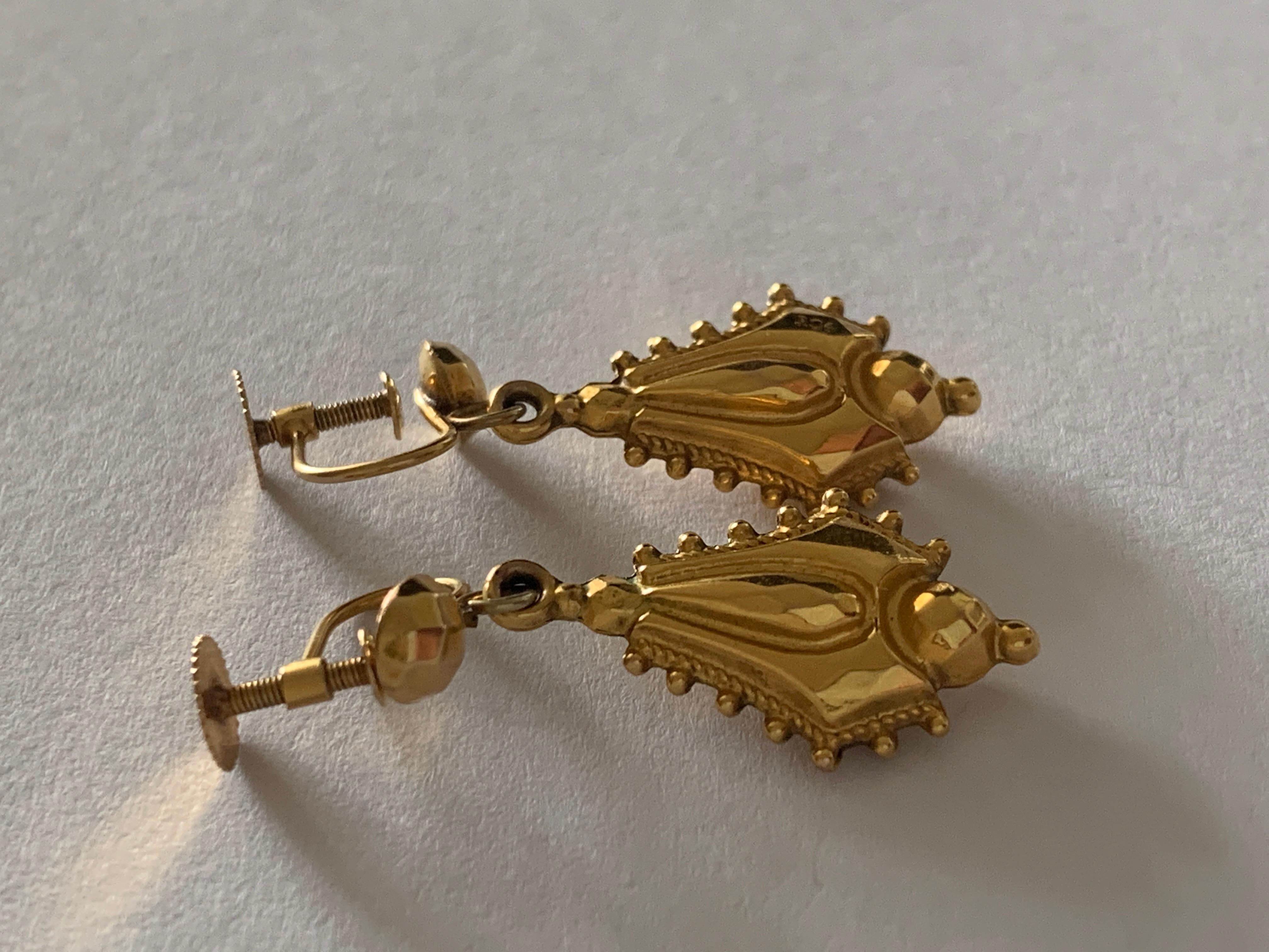 Antique 9ct Victorian Earrings In Good Condition For Sale In London, GB