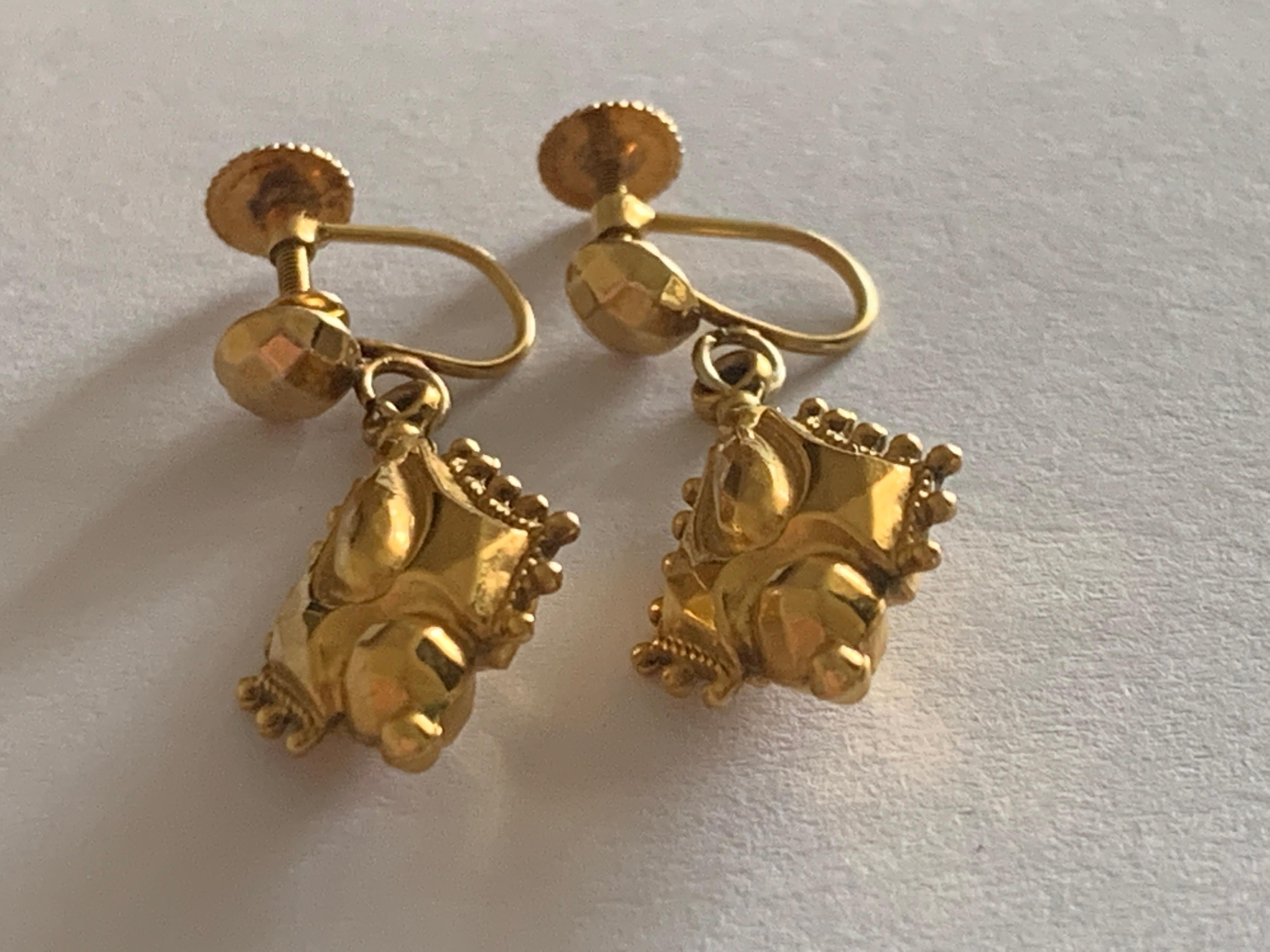 Antique 9ct Victorian Earrings For Sale 1