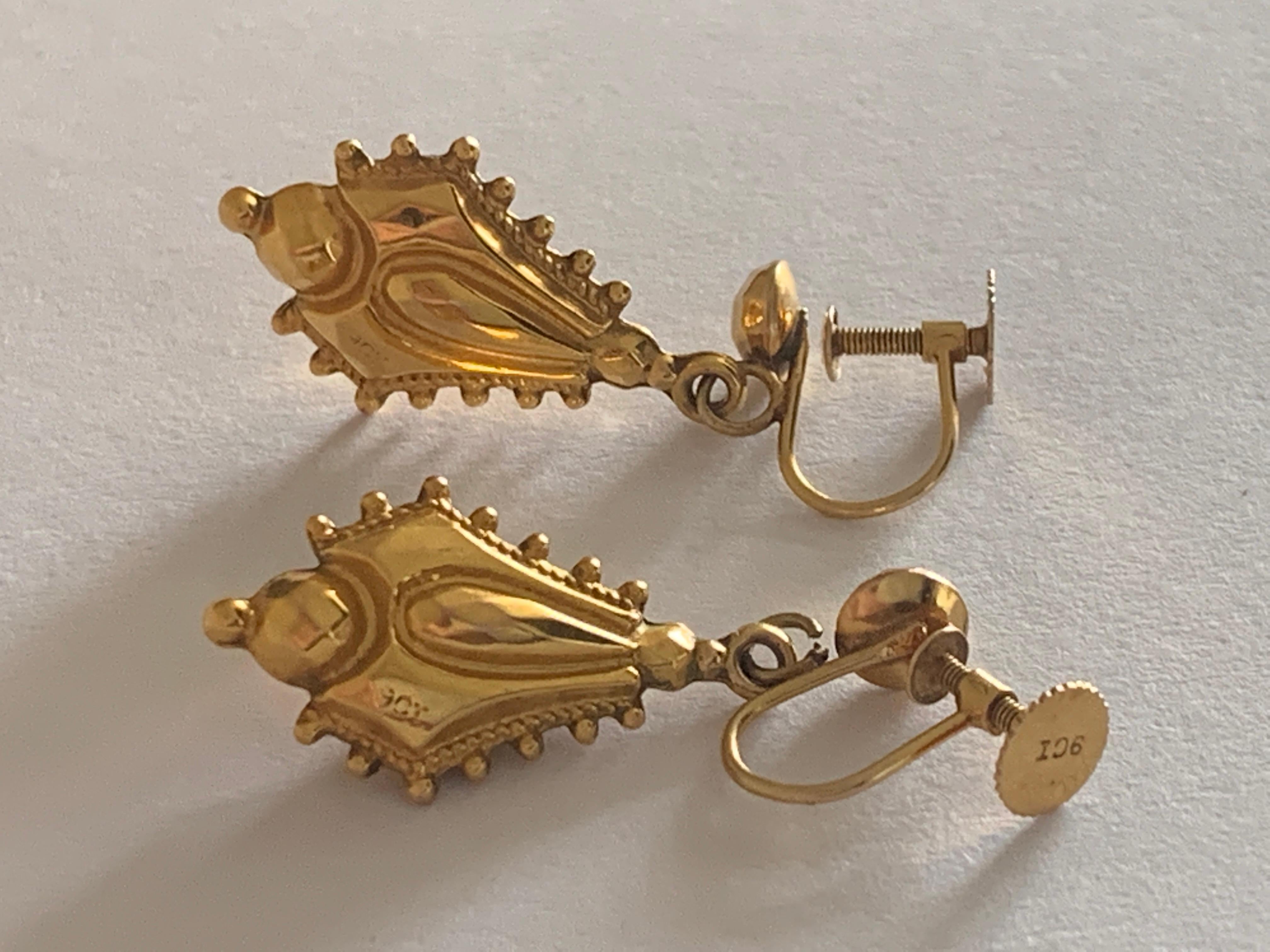Antique 9ct Victorian Earrings For Sale 2