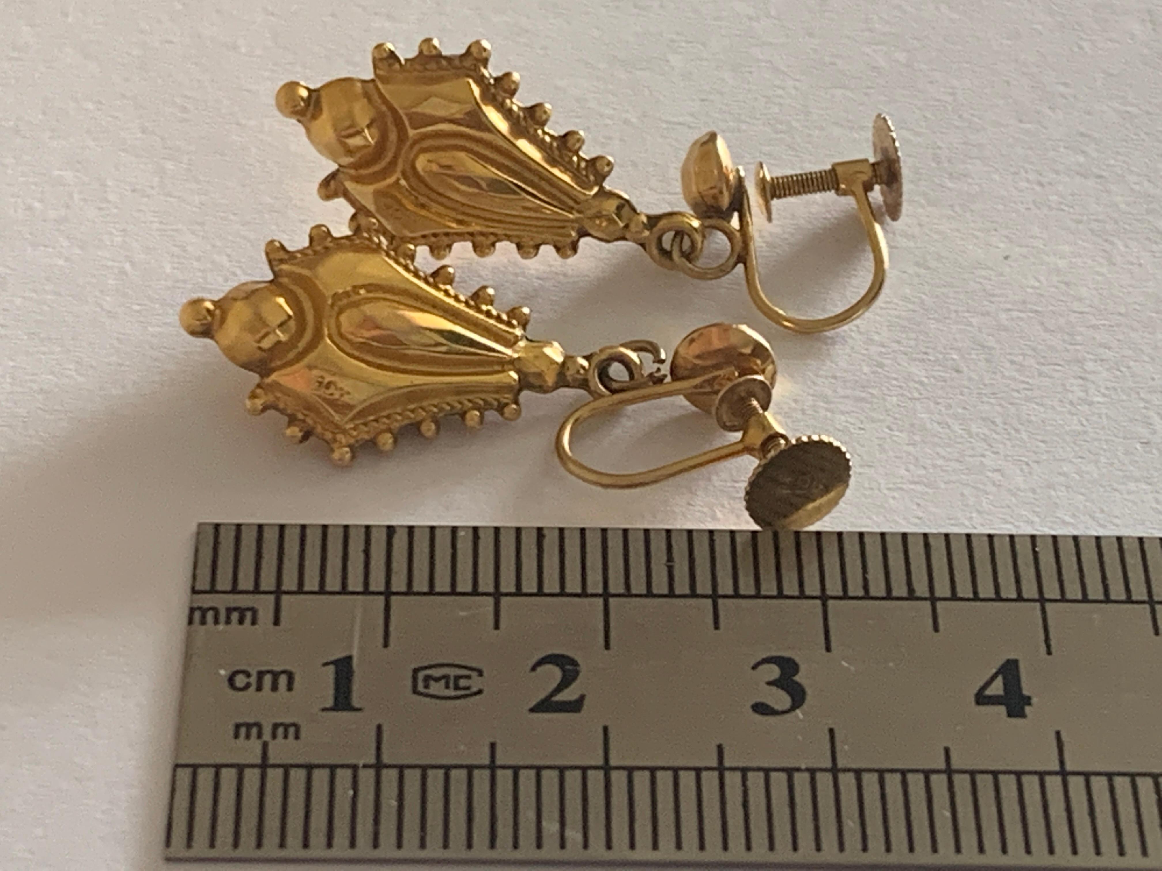 Antique 9ct Victorian Earrings For Sale 3