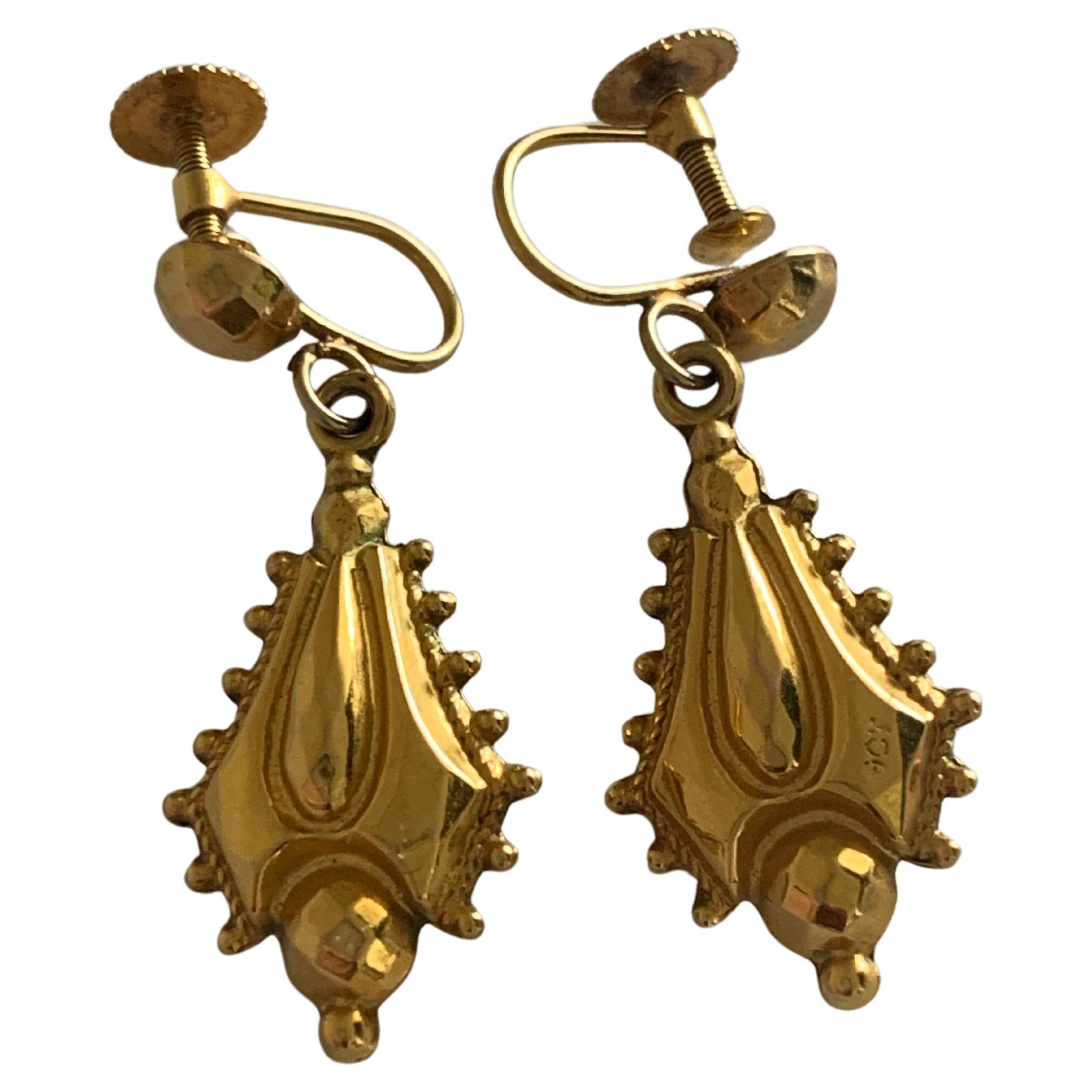 Antique 9ct Victorian Earrings For Sale