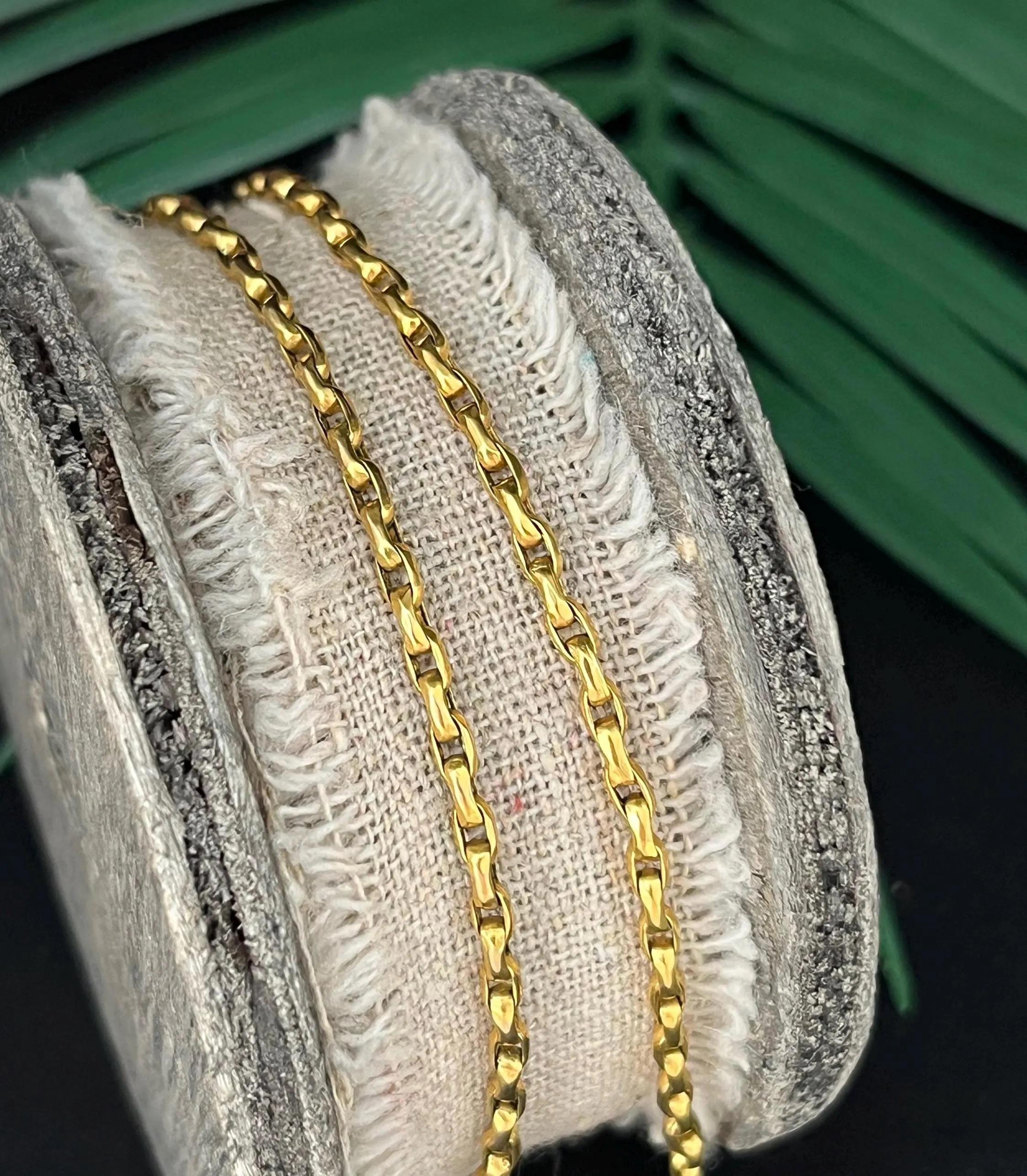 Antiguo oro amarillo de 9 ct , 16 pulgadas Edwardian Faceted Oval Belcher Link Chain en venta 2