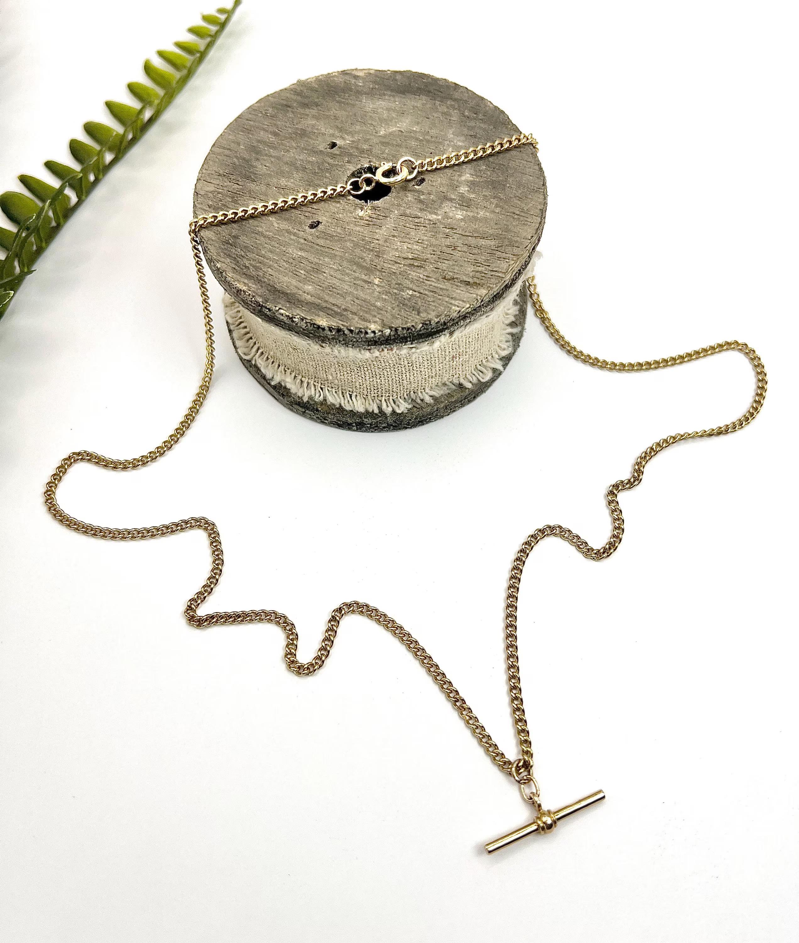 Chaîne Albert en or jaune 9ct, 1920, 22 1/4 pouces à maillons fins Curb Link en vente 10