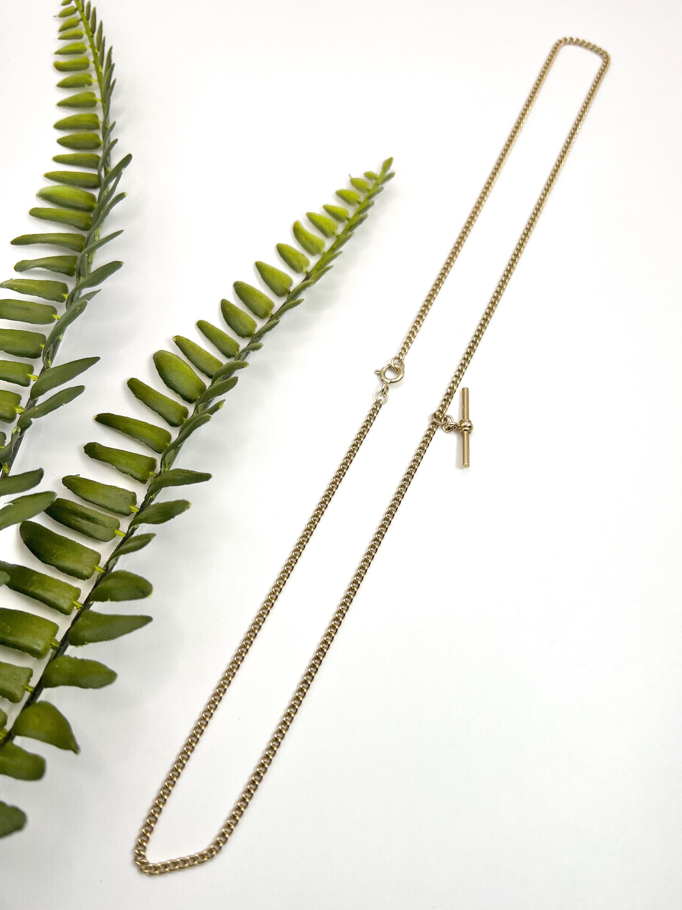 Chaîne Albert en or jaune 9ct, 1920, 22 1/4 pouces à maillons fins Curb Link en vente 3