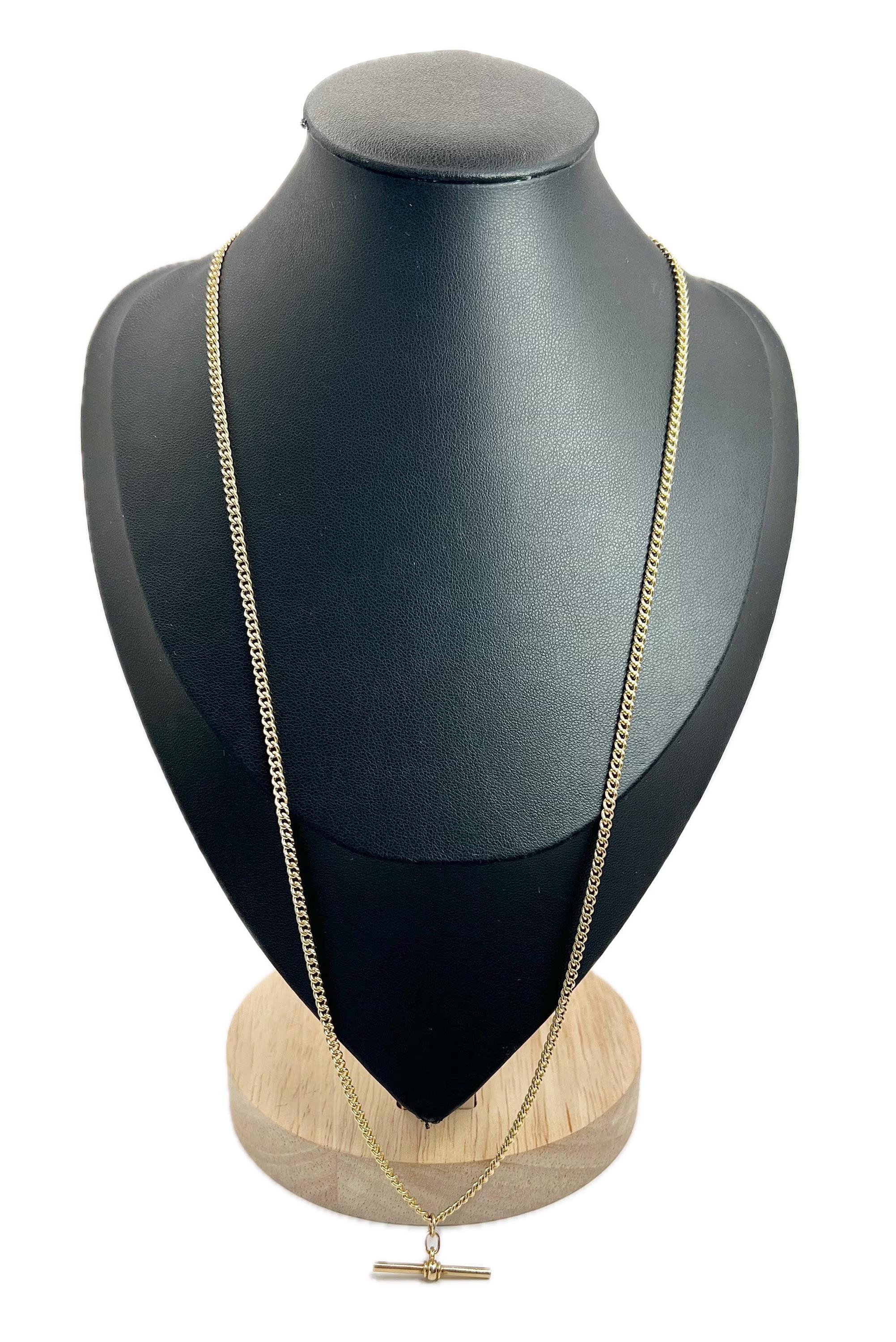 Chaîne Albert en or jaune 9ct, 1920, 22 1/4 pouces à maillons fins Curb Link en vente 4