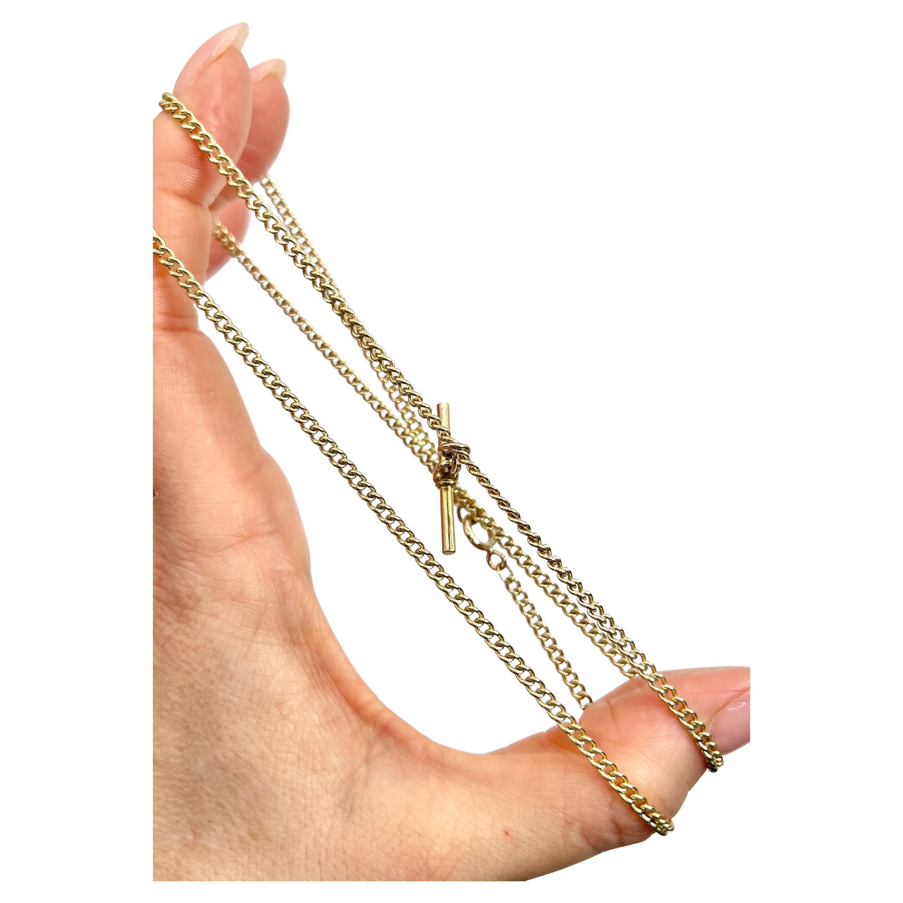 Antique 9ct Yellow Gold, 1920s 22 1/4 Inch Fine Curb Link Albert Chain