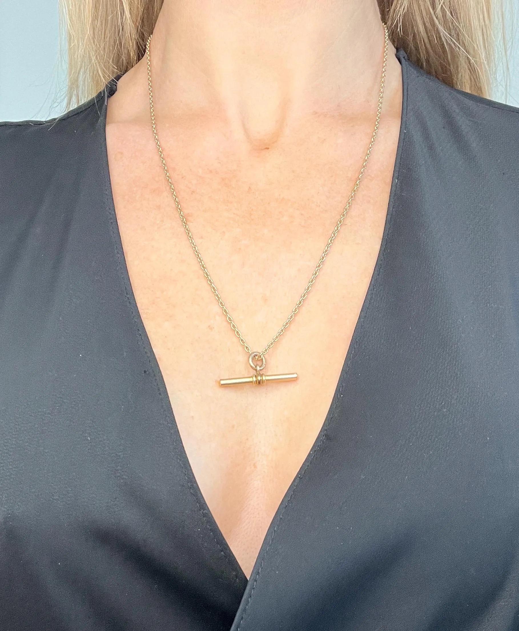 Antique 9ct Yellow Gold, 1920s 22 Inch Trace Link Albert Chain with T Bar en vente 7