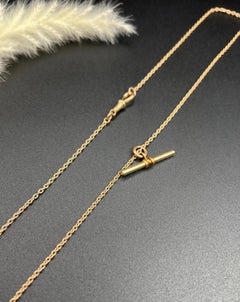 Antique 9ct Yellow Gold, 1920s 22 Inch Trace Link Albert Chain with T Bar