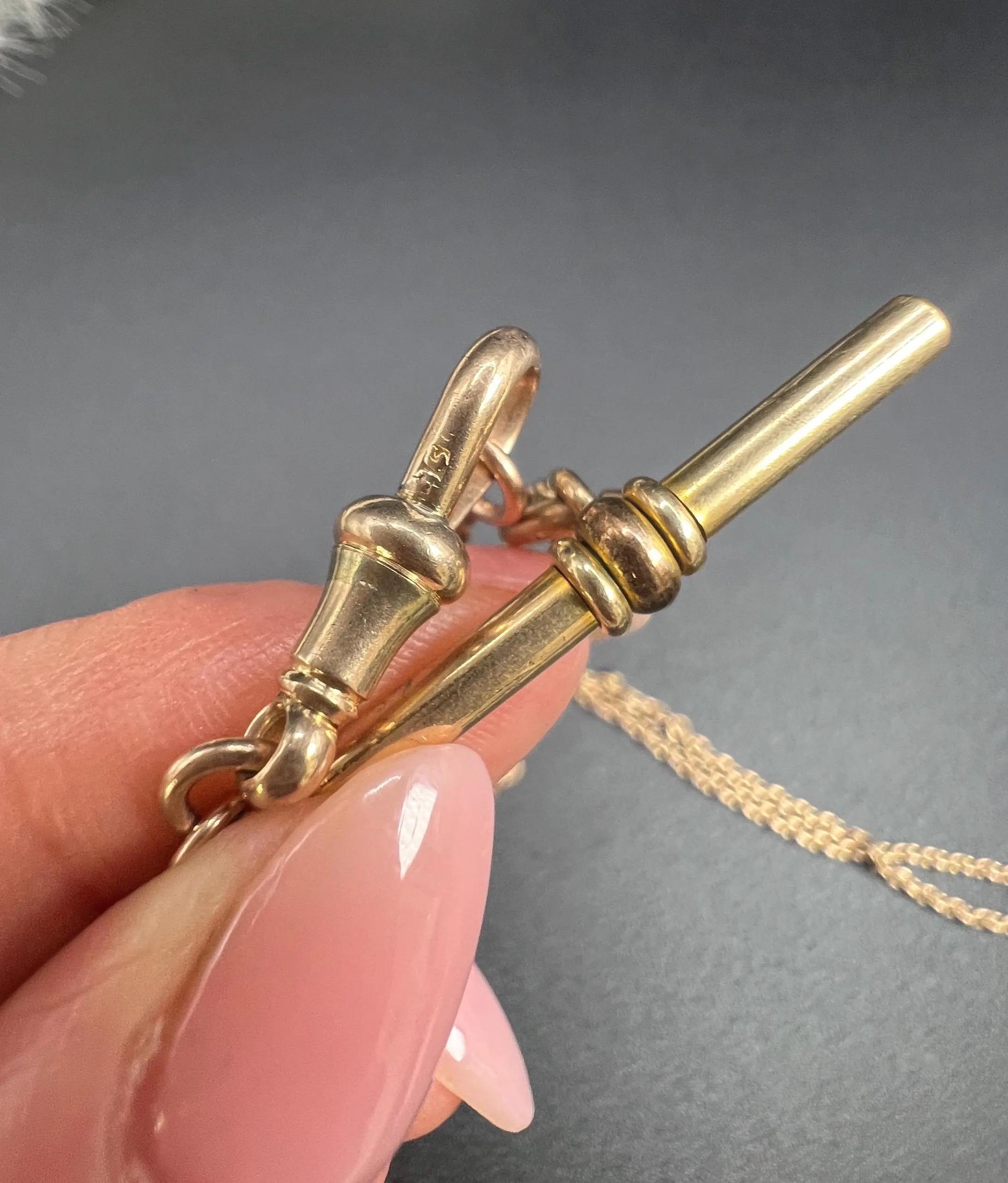 Antique 9ct Yellow Gold, 1920s 22 Inch Trace Link Albert Chain with T Bar Unisexe en vente