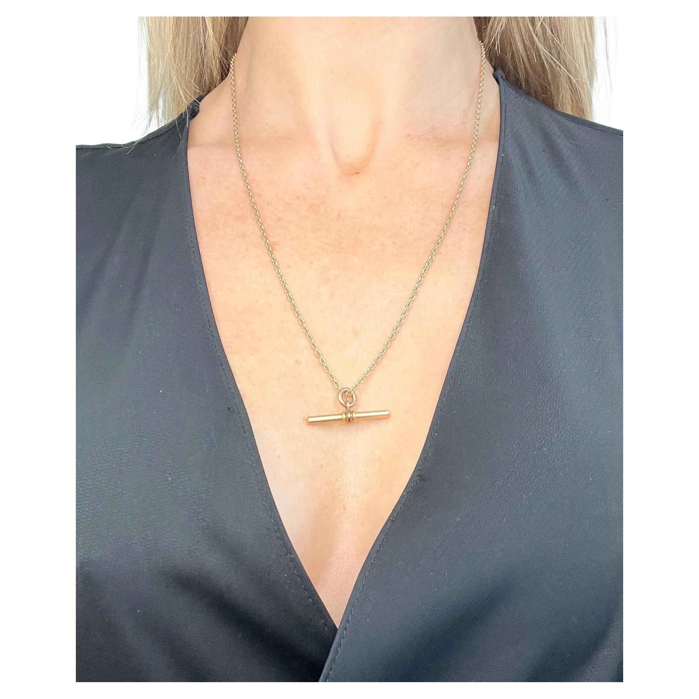 Antique 9ct Yellow Gold, 1920s 22 Inch Trace Link Albert Chain with T Bar en vente