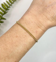 Antique 9ct Yellow Gold, 1920s Fine Curb Link Bracelet with Bolt Ring Clasp