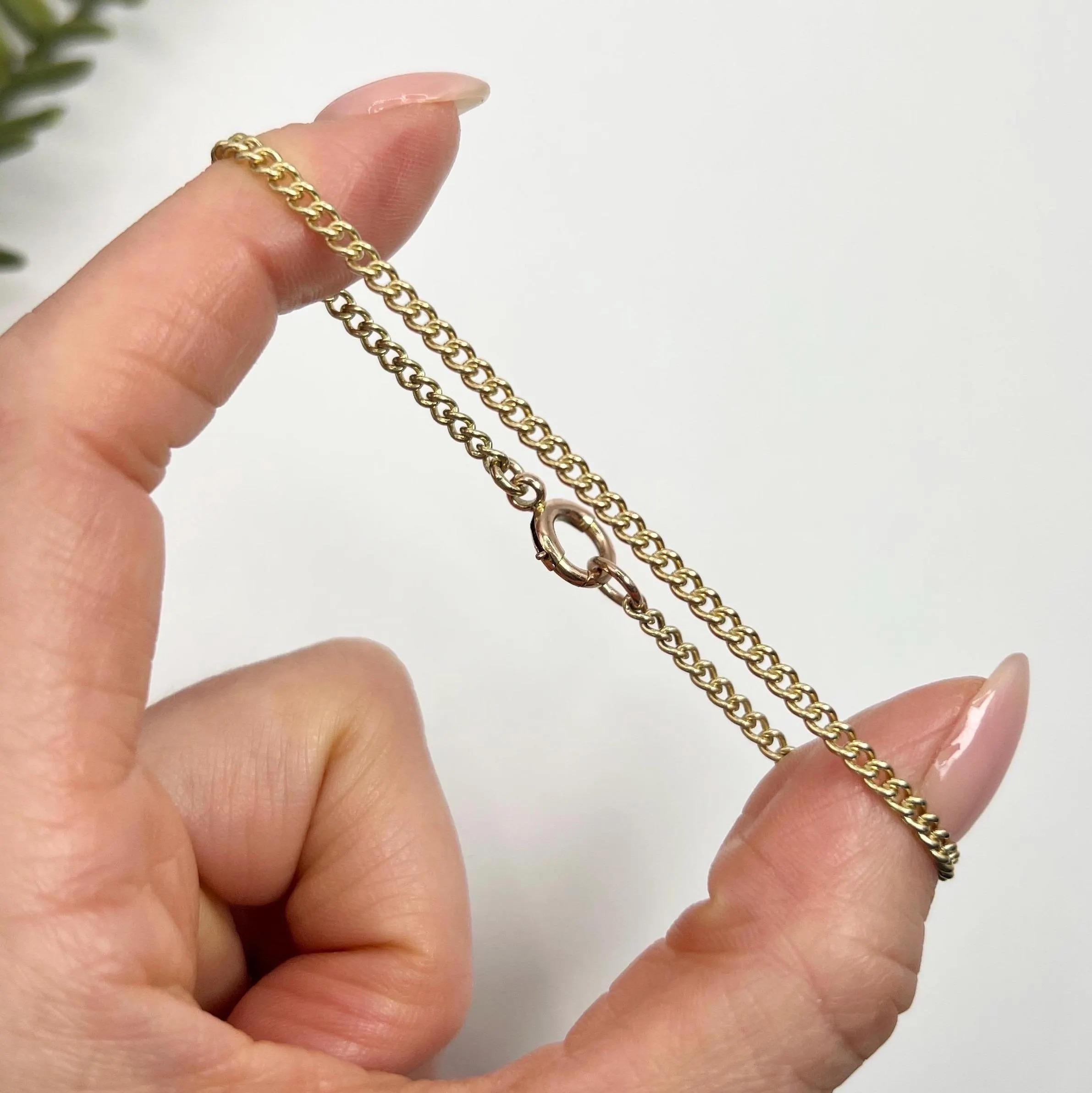 Antique 9ct Yellow Gold, 1920s Fine Curb Link Bracelet with Bolt Ring Clasp 1