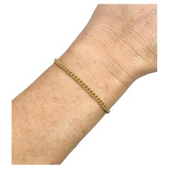 Antique 9ct Yellow Gold, 1920s Fine Curb Link Bracelet with Bolt Ring Clasp