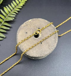 Antique 9ct Yellow Gold, 28 Inch Edwardian Faceted Oval Belcher Link Chain