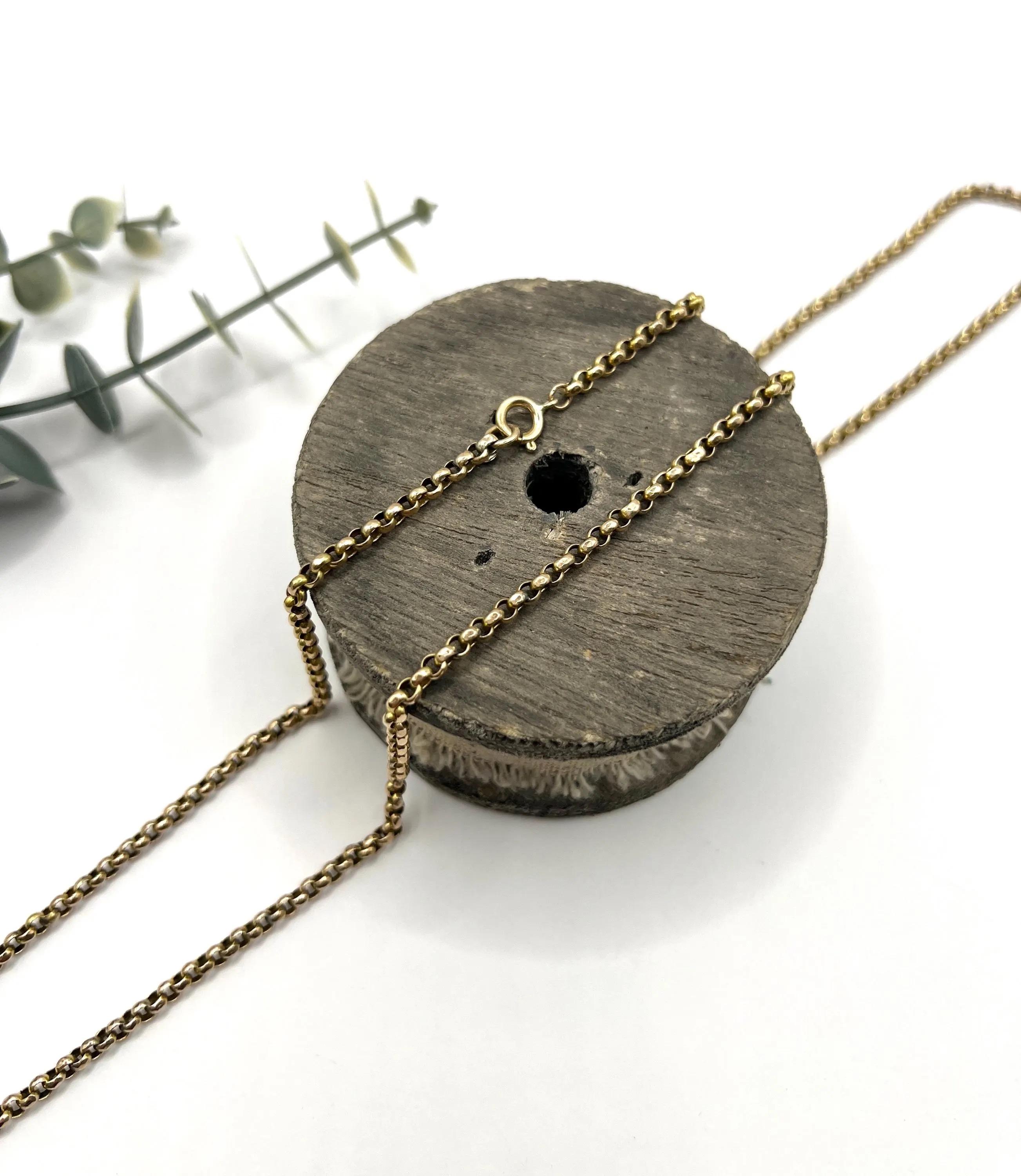 Chaîne Belcher ancienne en or jaune 9ct de 29 pouces - Collier Edwardien à maillons à facettes Unisexe en vente