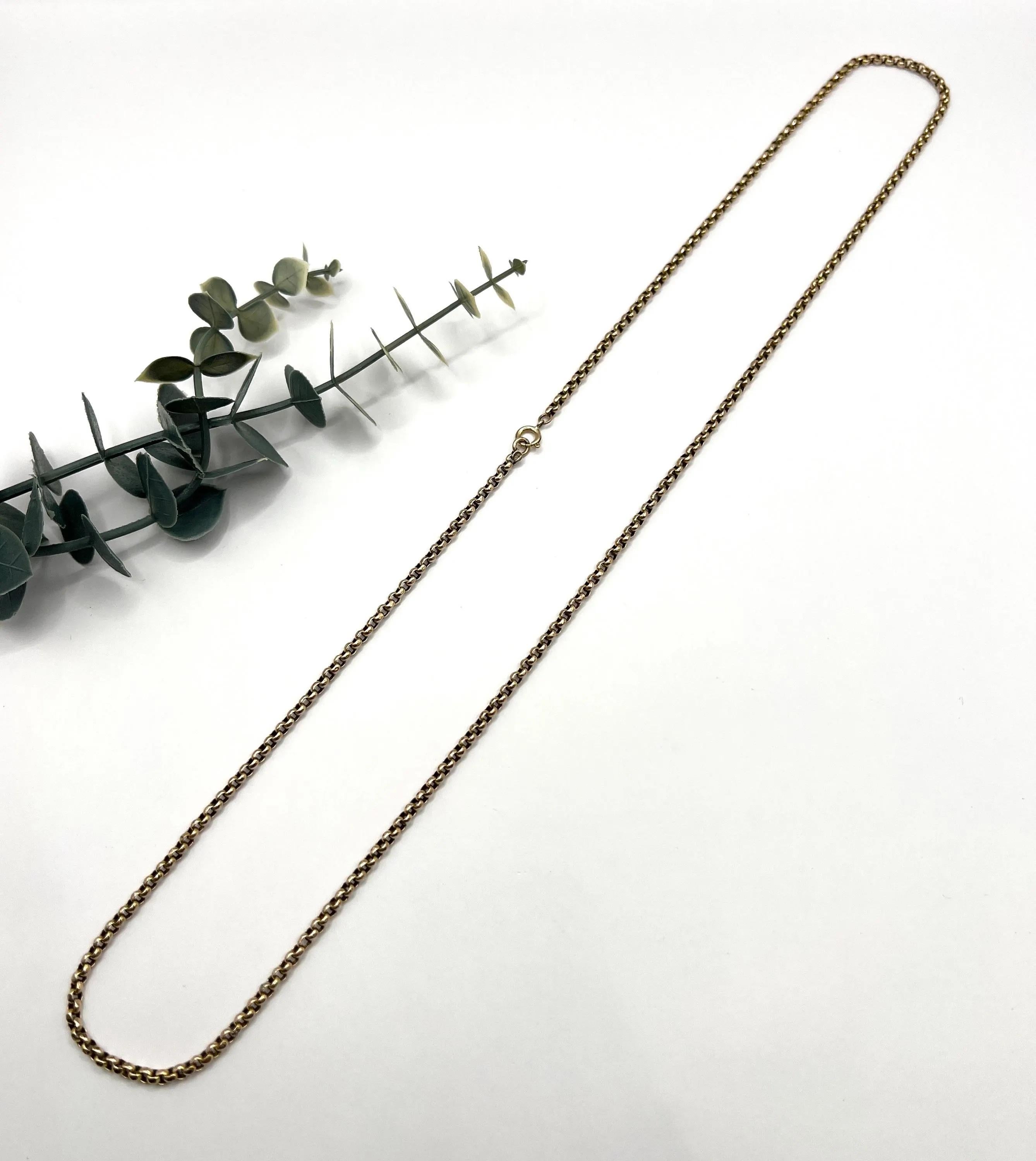 Chaîne Belcher ancienne en or jaune 9ct de 29 pouces - Collier Edwardien à maillons à facettes en vente 1