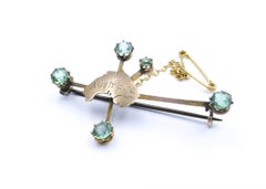 Antique 9ct Yellow Gold 'Australia' Brooch Studded with Tourmalines