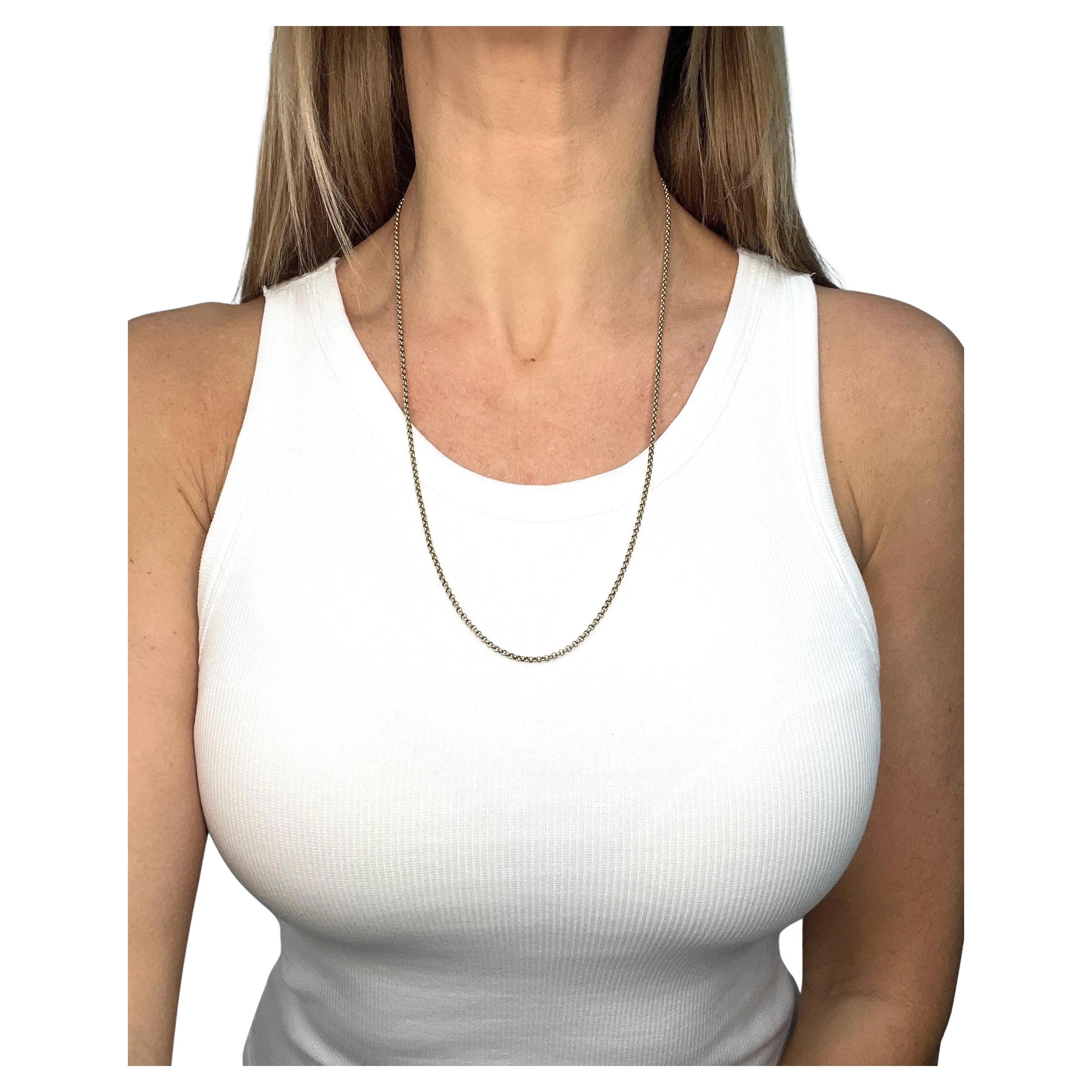 Antique 9ct Yellow Gold Belcher Chain: Edwardian 24 1/2 Inch Necklace