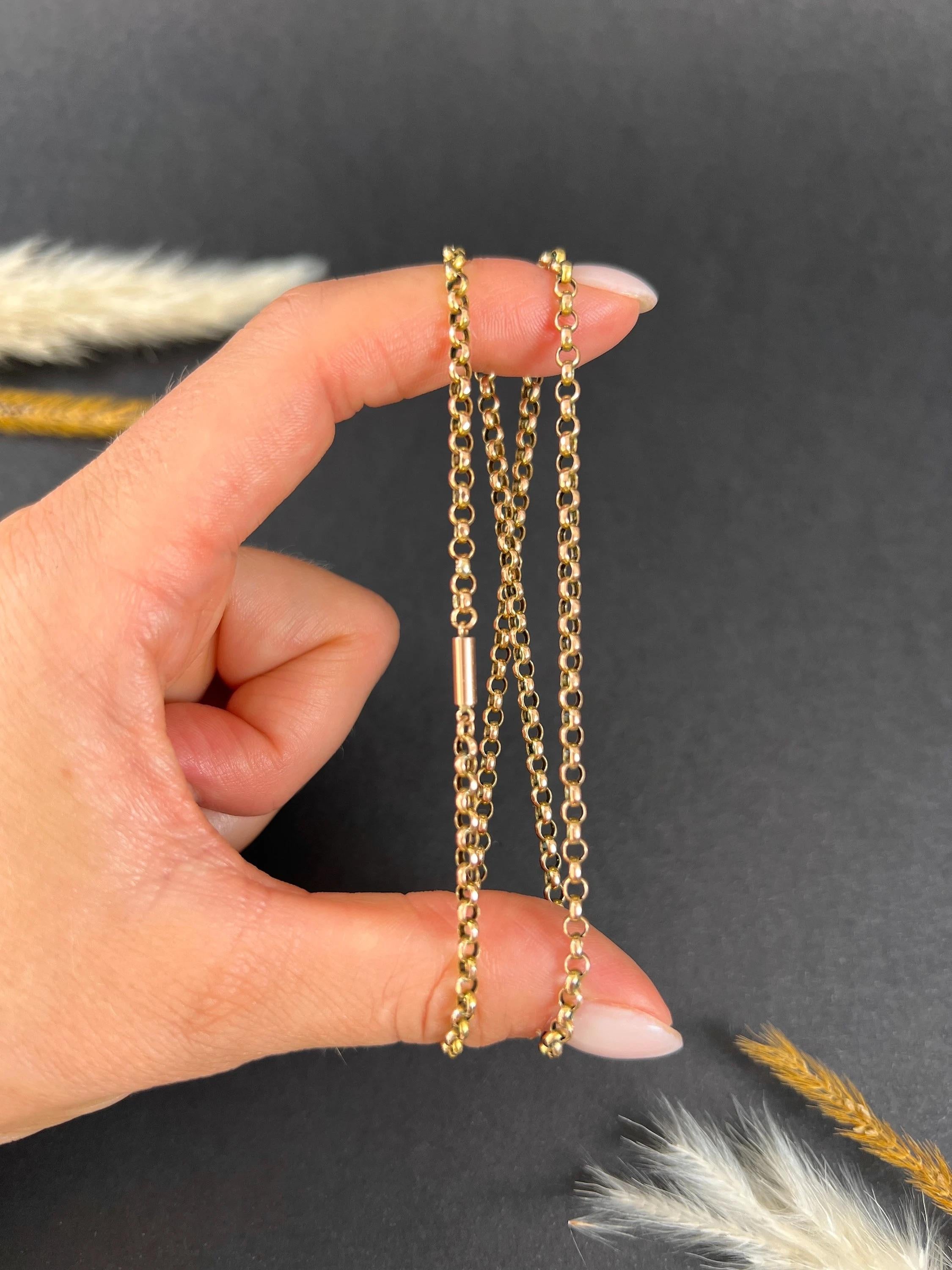 Antique 9ct Yellow Gold Belcher Chain - Edwardian Faceted Link Necklace in vendita 5