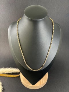 Antique 9ct Yellow Gold Belcher Chain - Edwardian Faceted Link Necklace