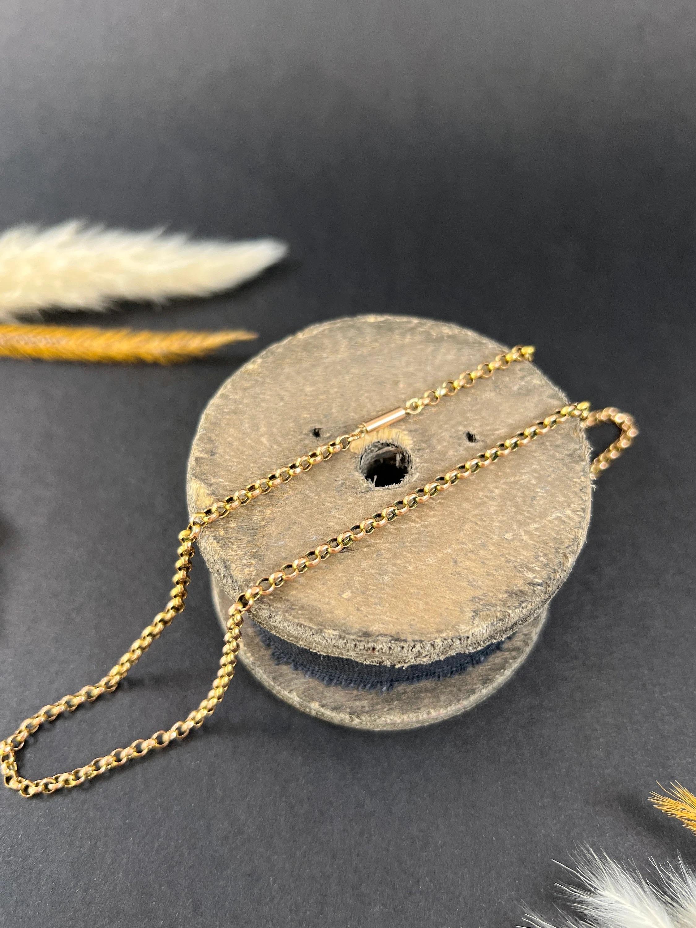 Antique 9ct Yellow Gold Belcher Chain - Edwardian Faceted Link Necklace In condizioni buone in vendita a Brighton, GB