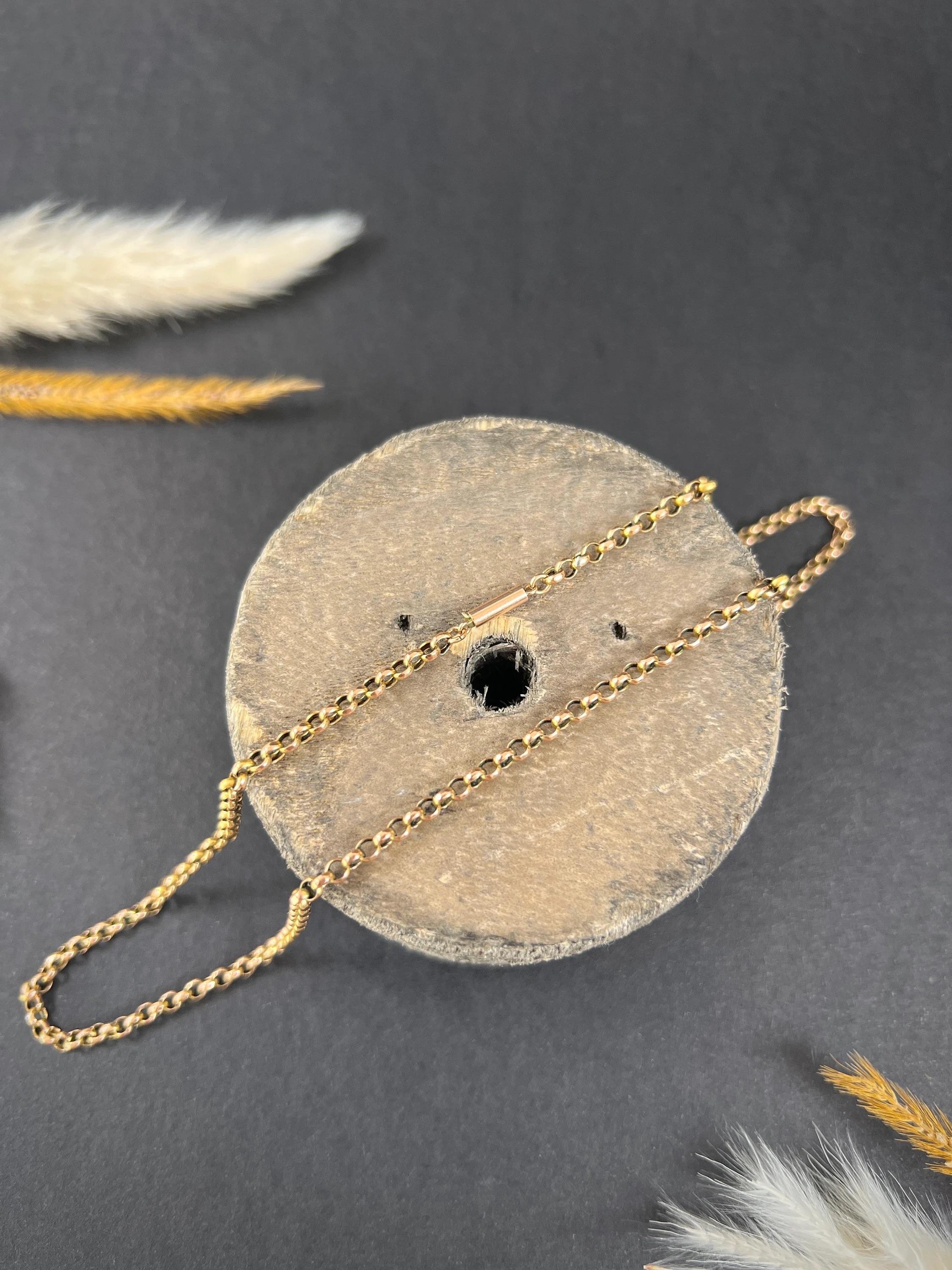da uomo o donna Antique 9ct Yellow Gold Belcher Chain - Edwardian Faceted Link Necklace in vendita