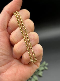 Antique 9ct Yellow Gold Belcher Chain: Edwardian Link Necklace, 19 inches