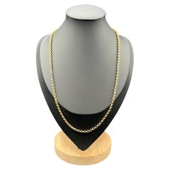 Antique 9ct Yellow Gold Belcher Chain: Edwardian Link Necklace, 19 inches