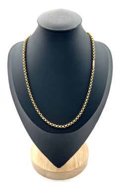 Antique 9ct Yellow Gold Belcher Chain, Victorian Faceted Link Necklace