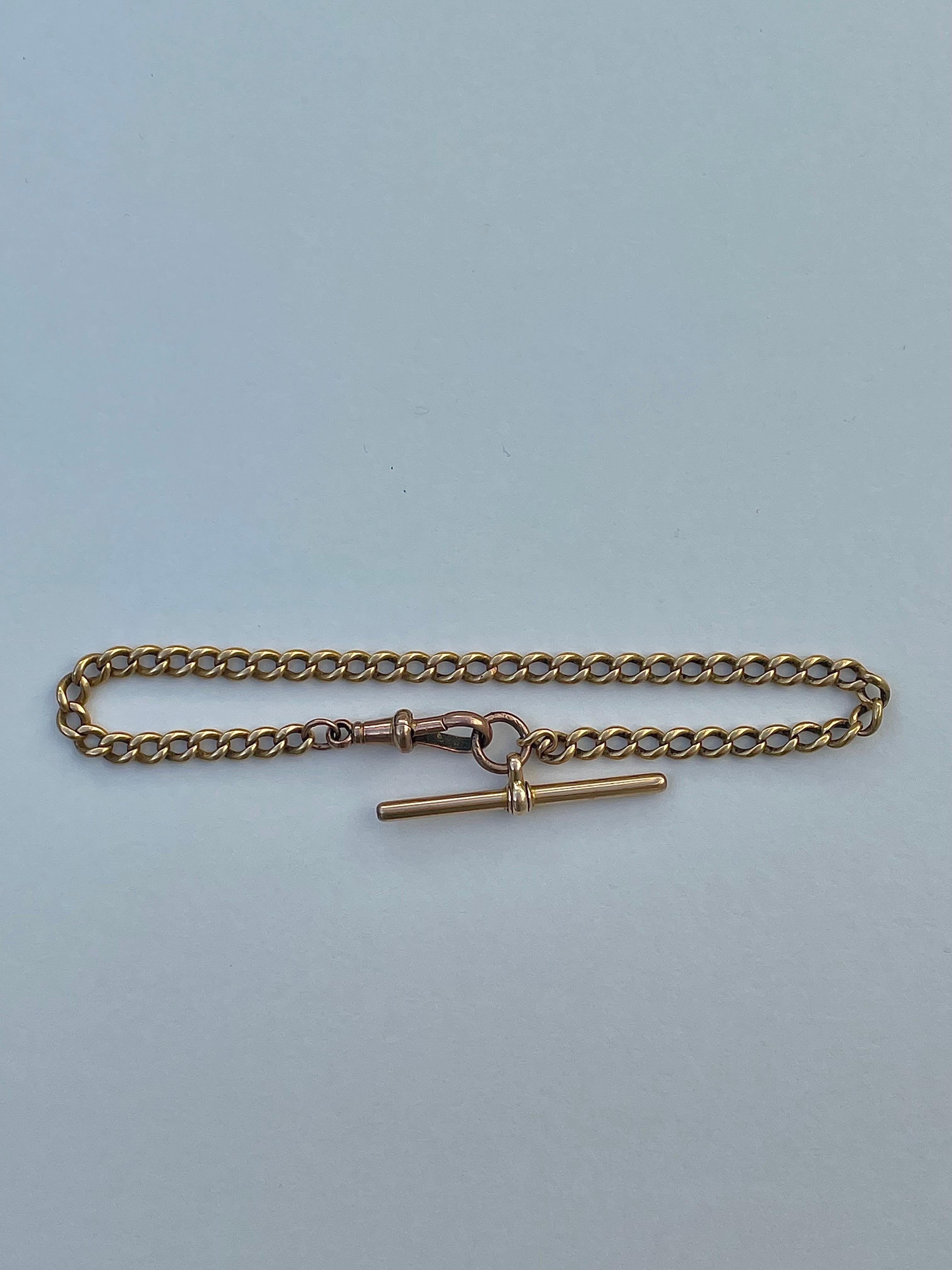 Victorian Antique 9ct Yellow Gold Bracelet Long Chain For Sale