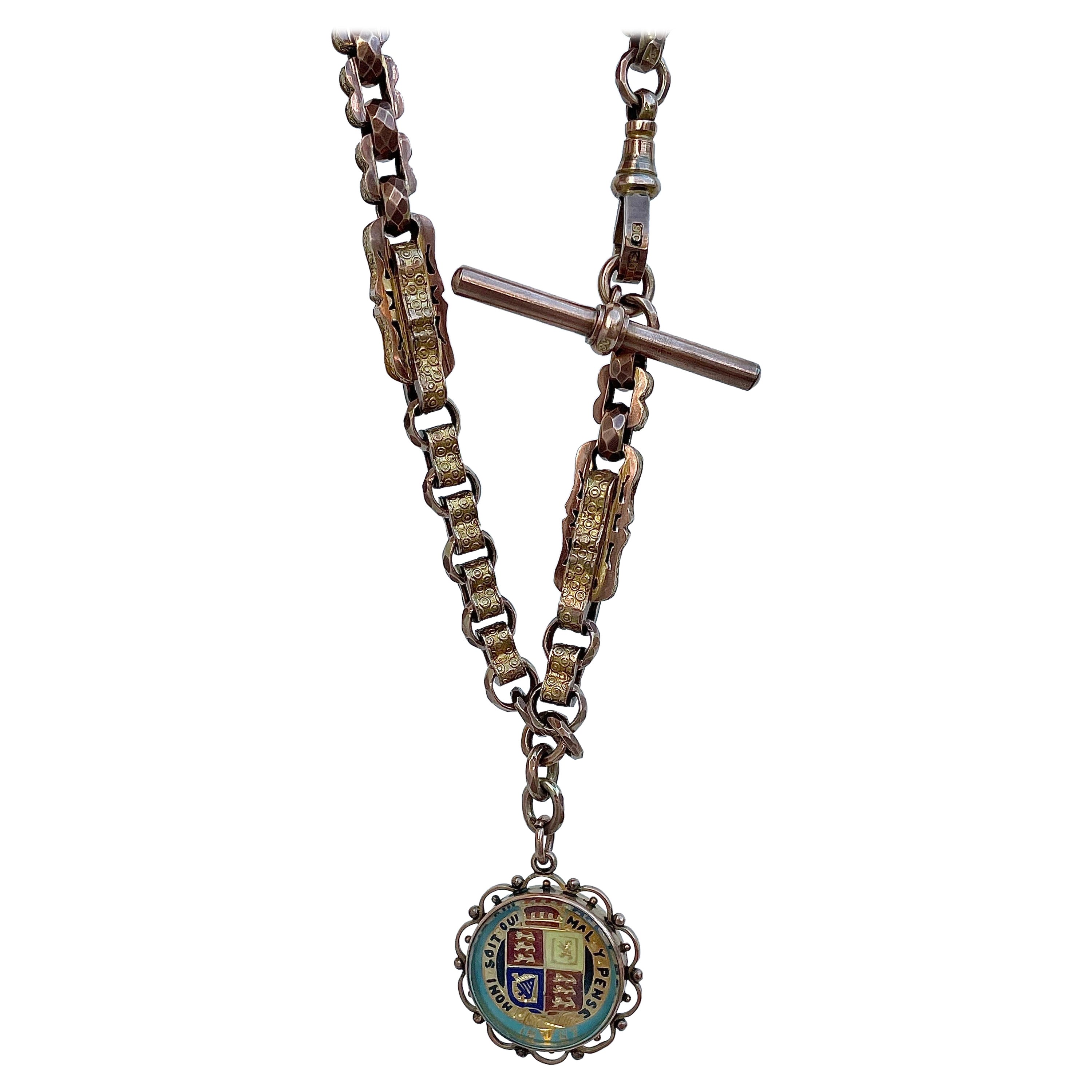Cadena de eslabones de estrella gruesa de oro amarillo 9 ct antiguo