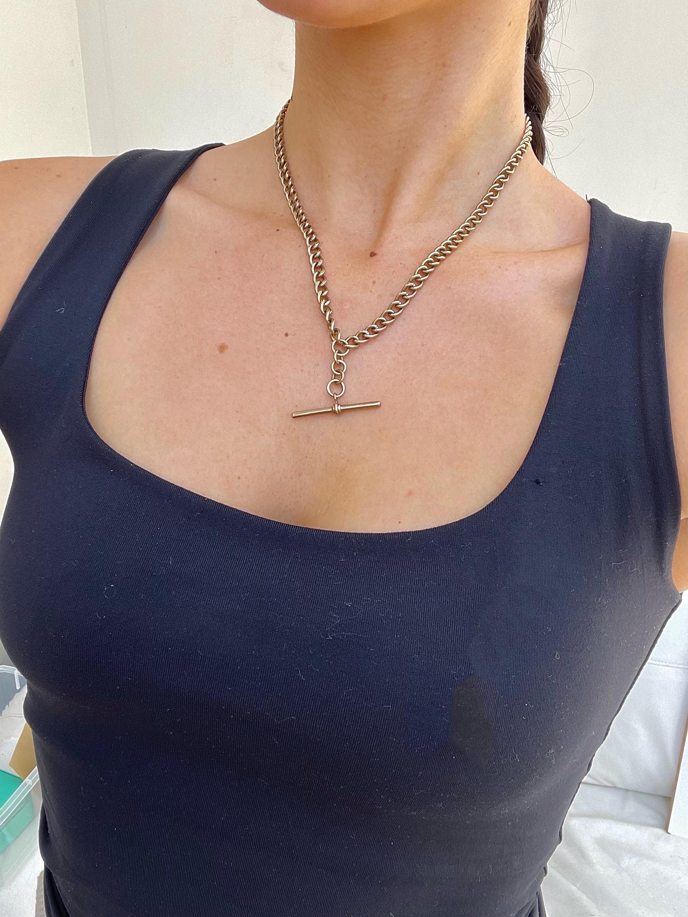Women's or Men's Antique 9ct Yellow Gold Double Albert Chain Necklace For Sale
