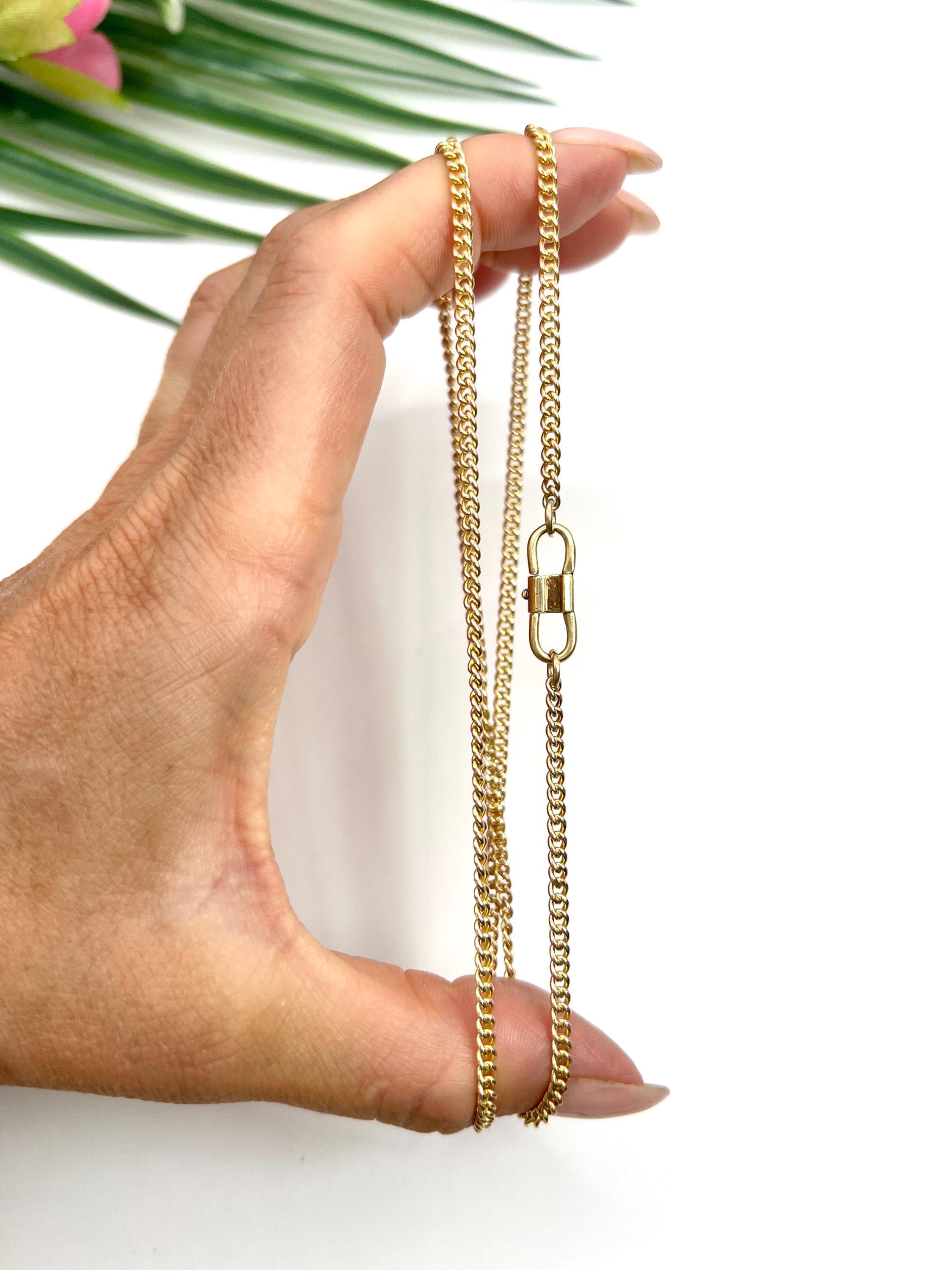 Antique 9ct Yellow Gold, Edwardian 23 Inch Fine Curb Link Chain with Fancy Clasp For Sale 3