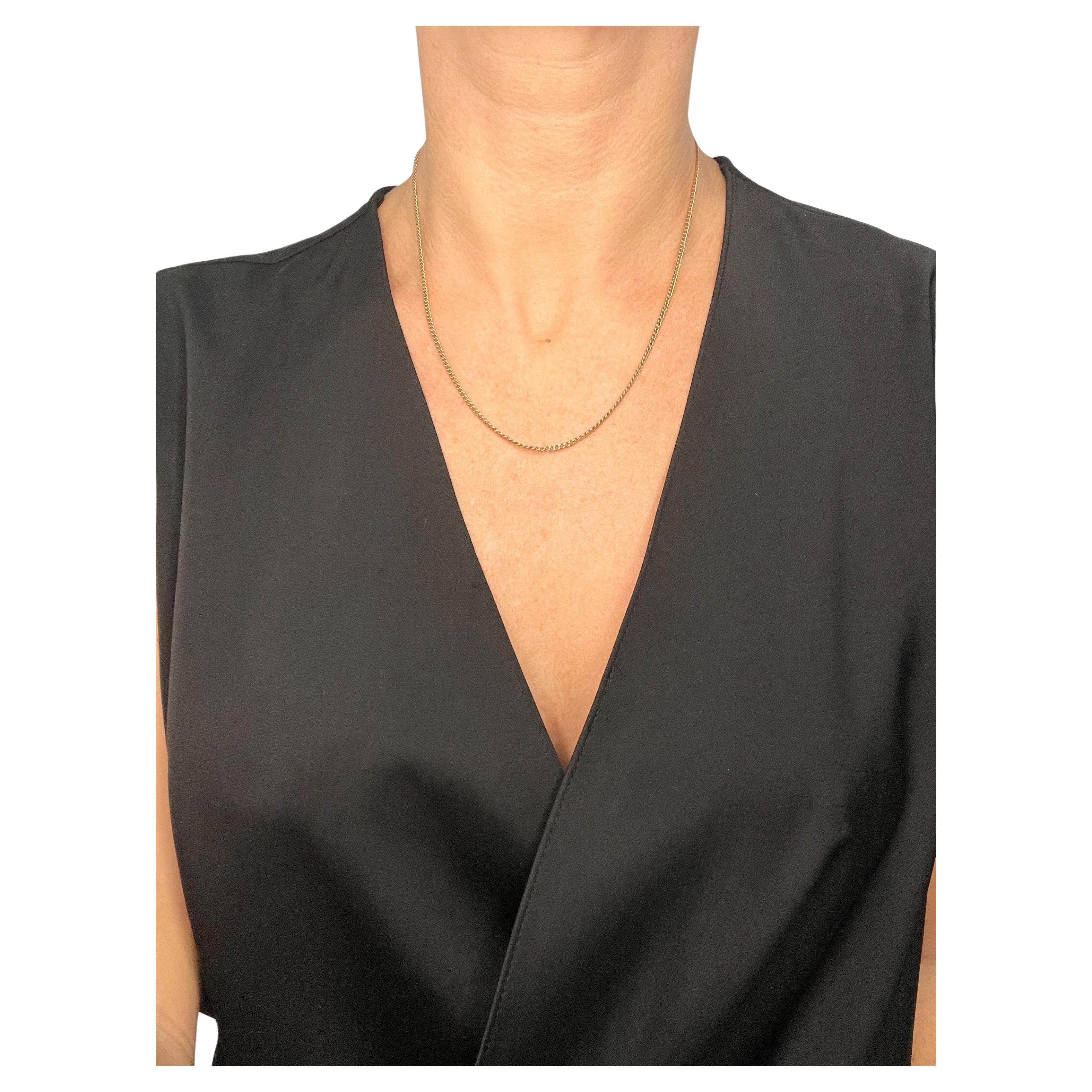 Antique 9ct Yellow Gold, Edwardian Curb Link 18.5 Inch Chain with Barrel Clasp For Sale