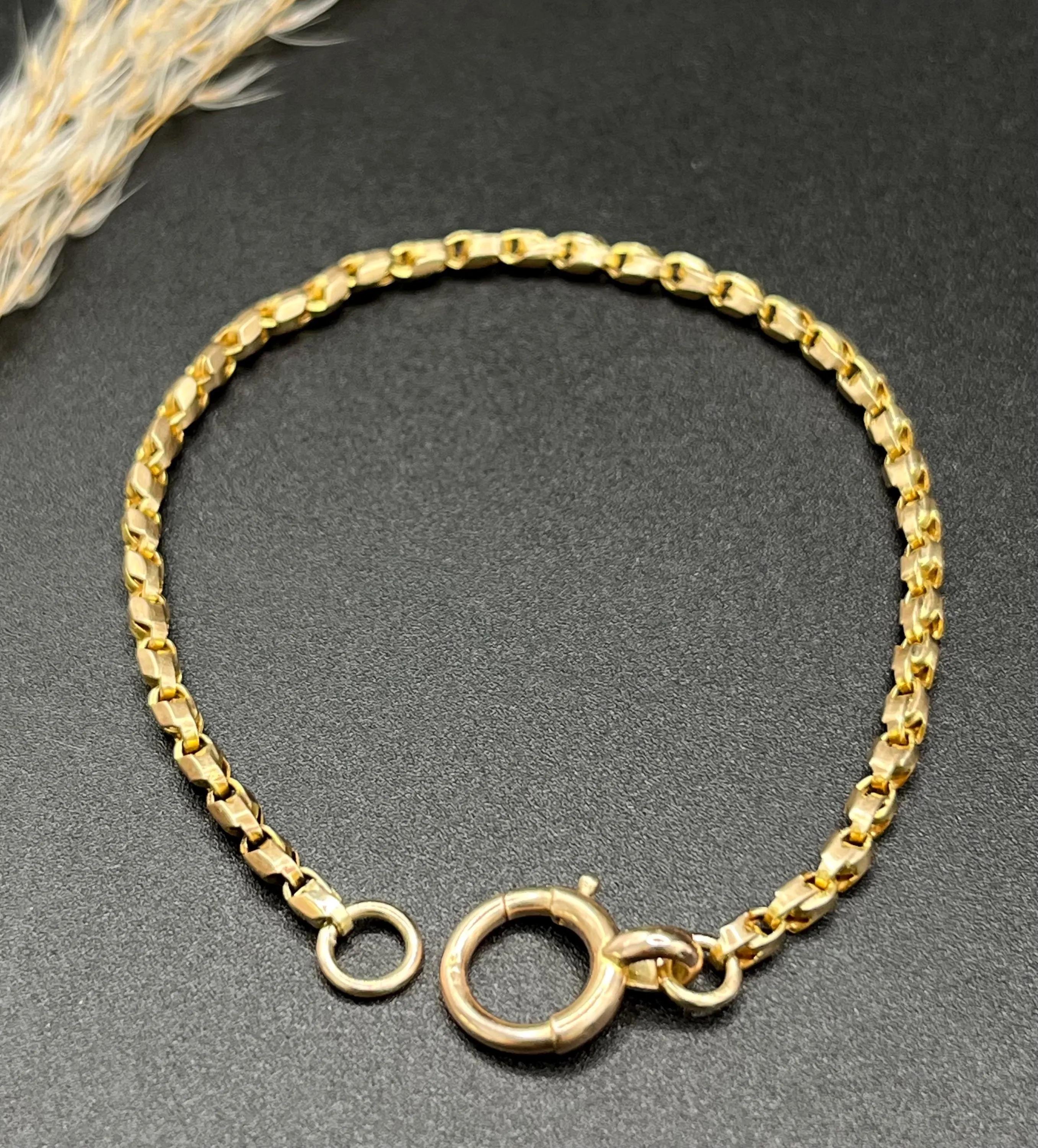 Antike 9ct Gelbgold, Edwardian Fancy Link Armband mit Bolzen Ring Clasp im Angebot 3