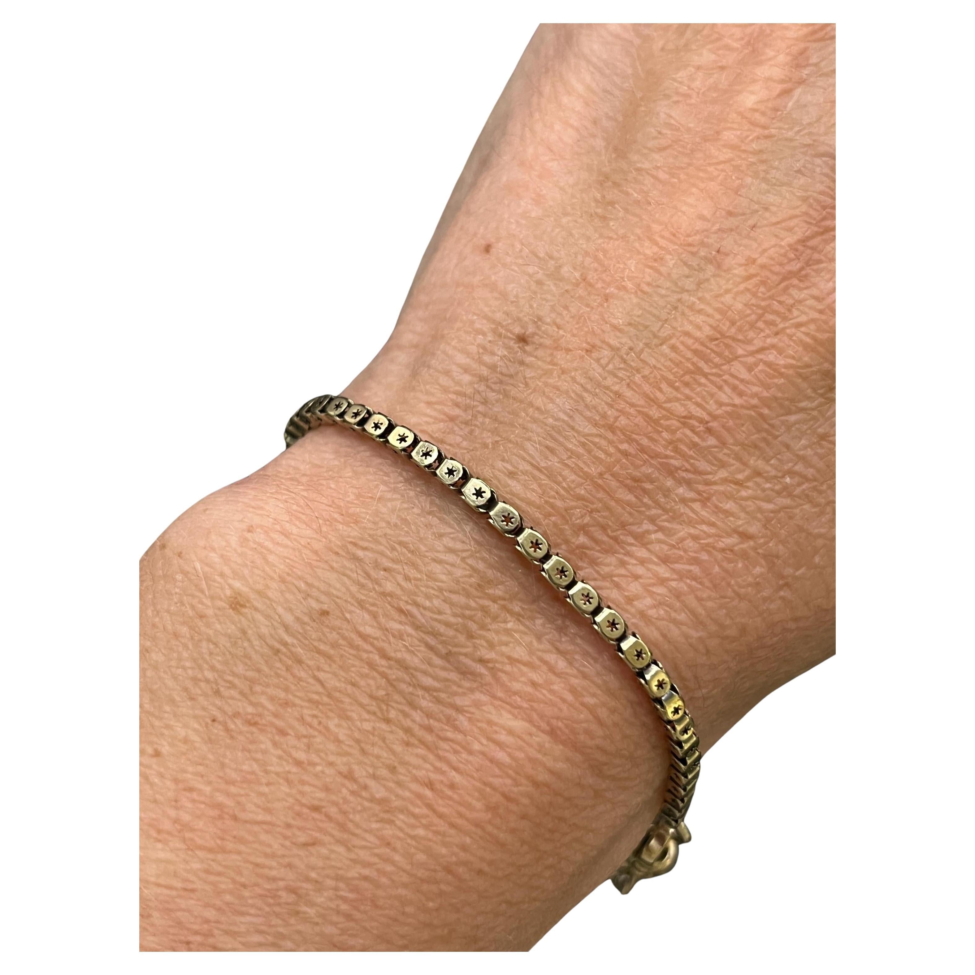 Antiguo brazalete eduardiano de eslabones cuadrados de oro amarillo de 9 ct, circa 1900 en venta