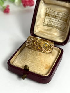 Antique 9ct Yellow Gold, Hand Engraved Ring, Hallmarked Birmingham 1918