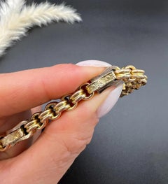 Antique 9ct Yellow Gold Stamped, Edwardian Fancy Link Bracelet with Swivel Clasp