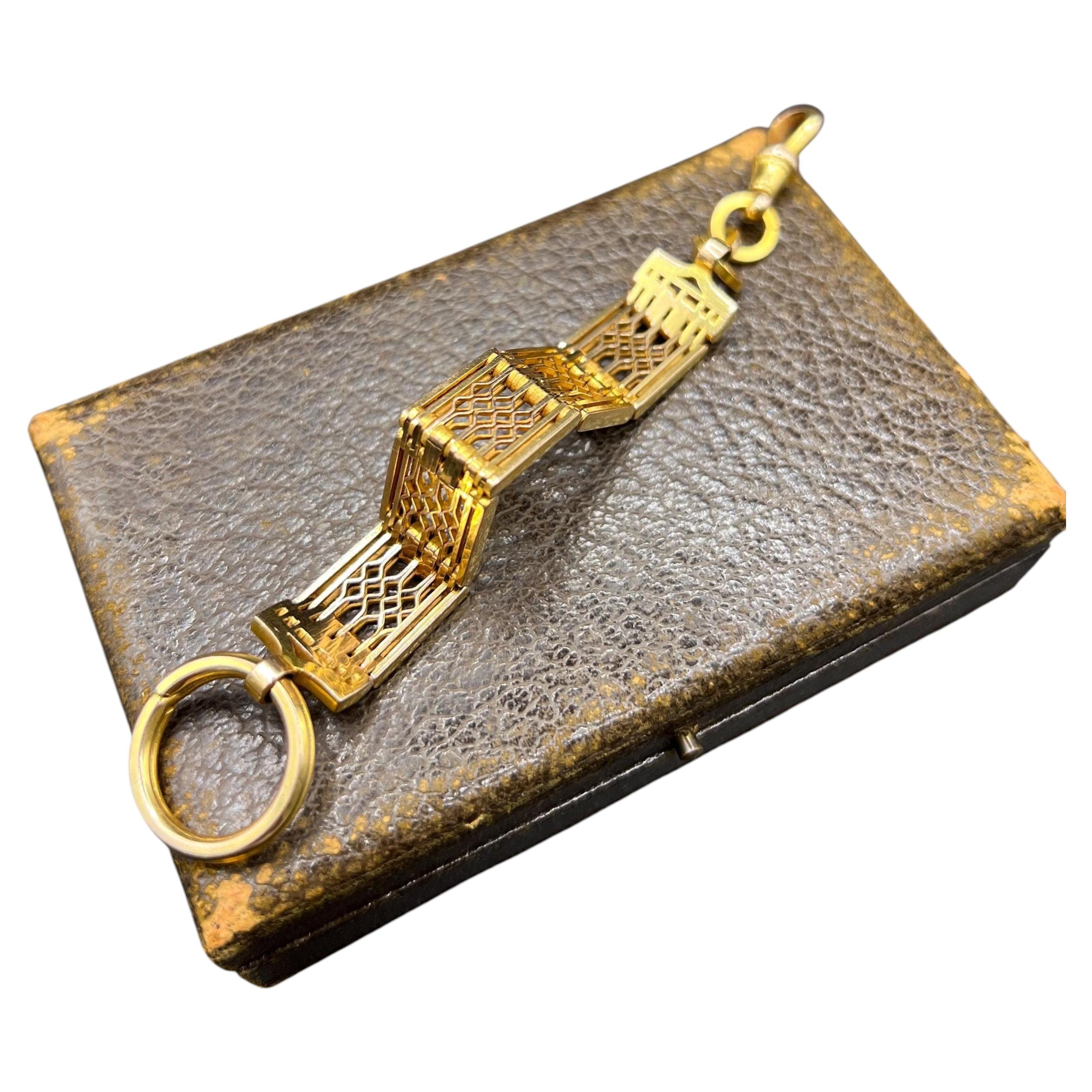 Antico ciondolo con timbro in oro giallo 9ct, estensore della catena A Link di Edwardian Gate